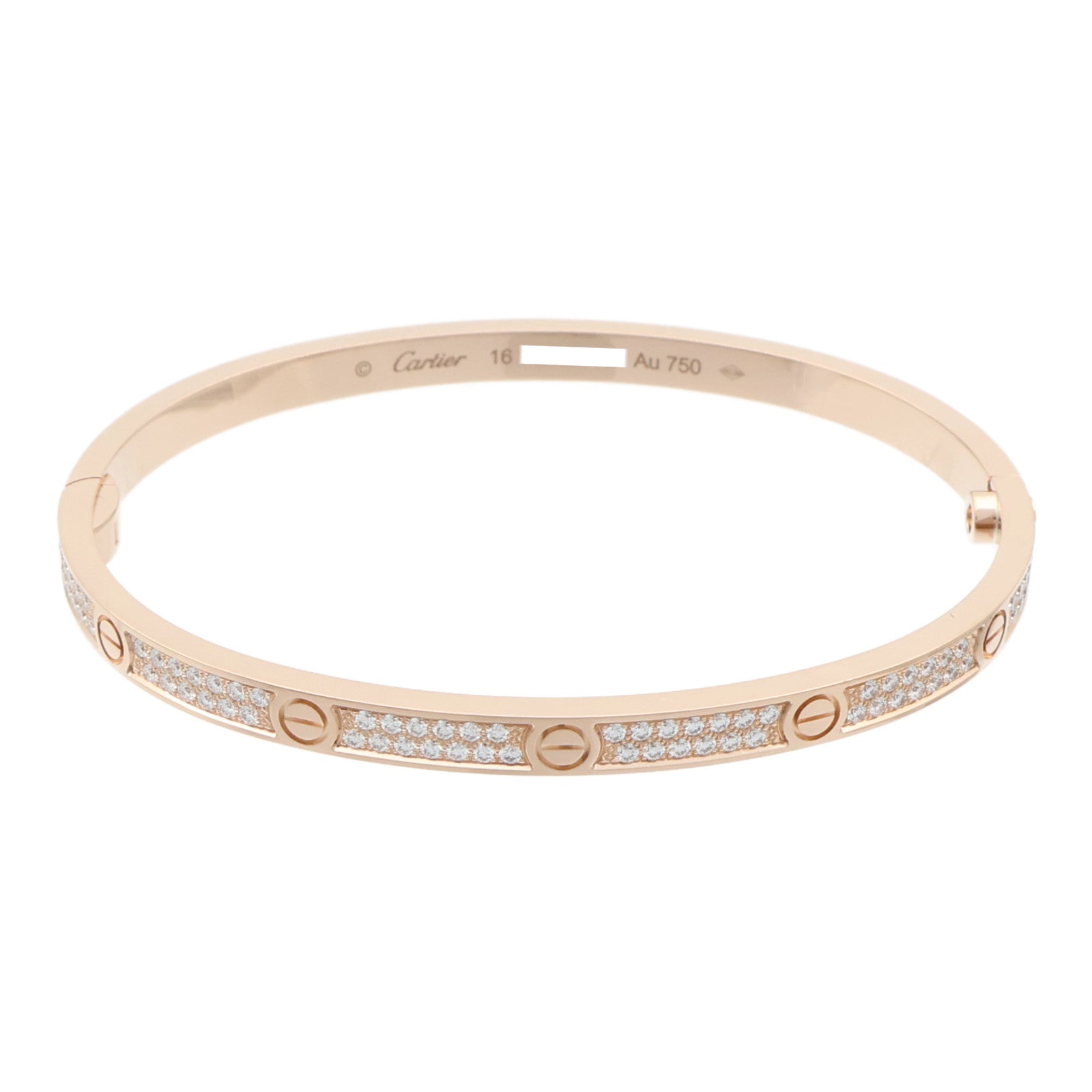 CARTIER 18K玫瑰金Love Bangle SM Paved鑽石手鐲Cartier#16