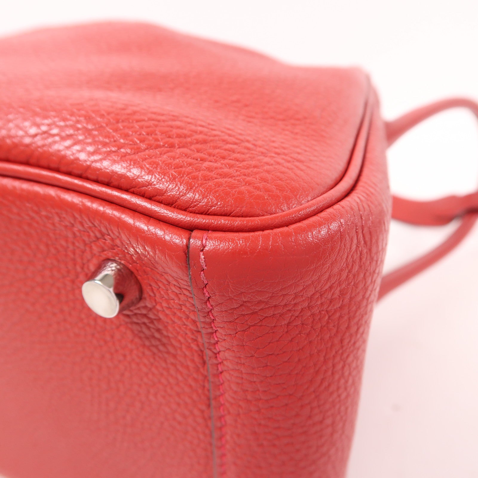 HERMES PHW Lindy 26 2 Way Shoulder Bag Clemence Leather S5 Rouge Tomate
