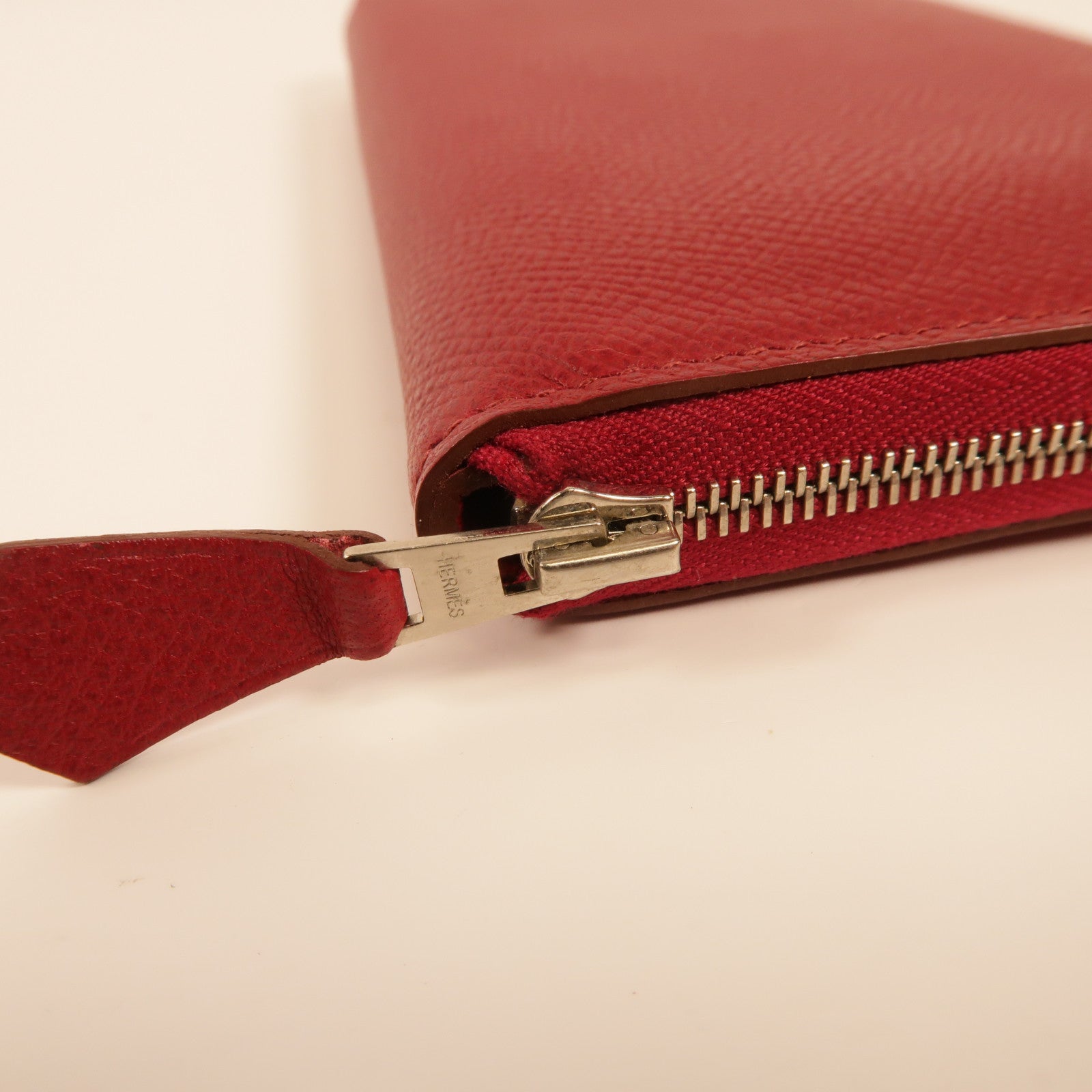 HERMES Epsom皮革Azap Long Wallet銀扣長錢包Rouge Grenade