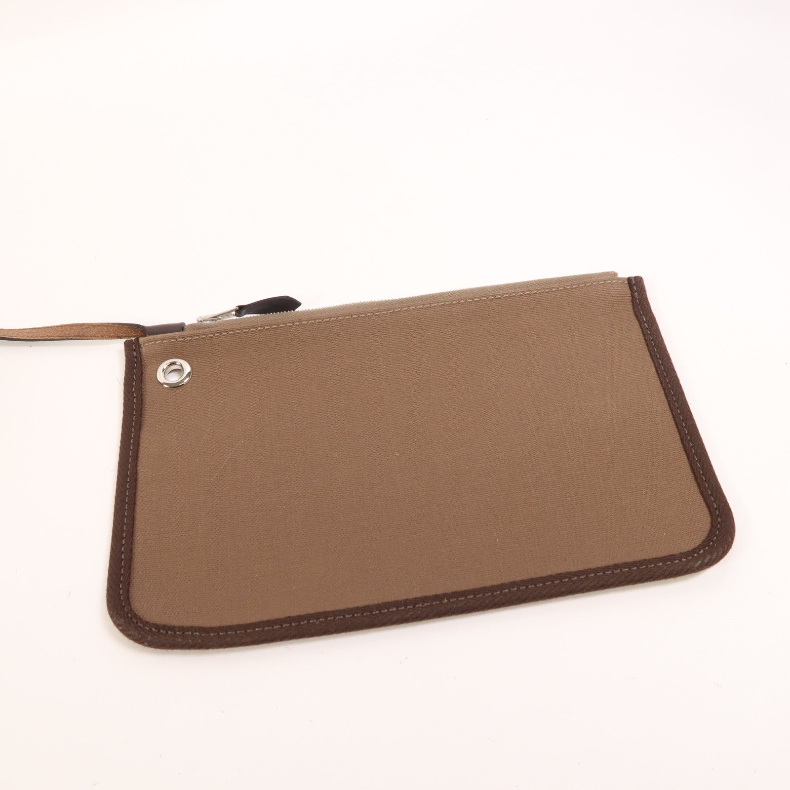 HERMES 帆布Herbag PM銀扣手挽肩背兩用袋Etoupe/Ebene