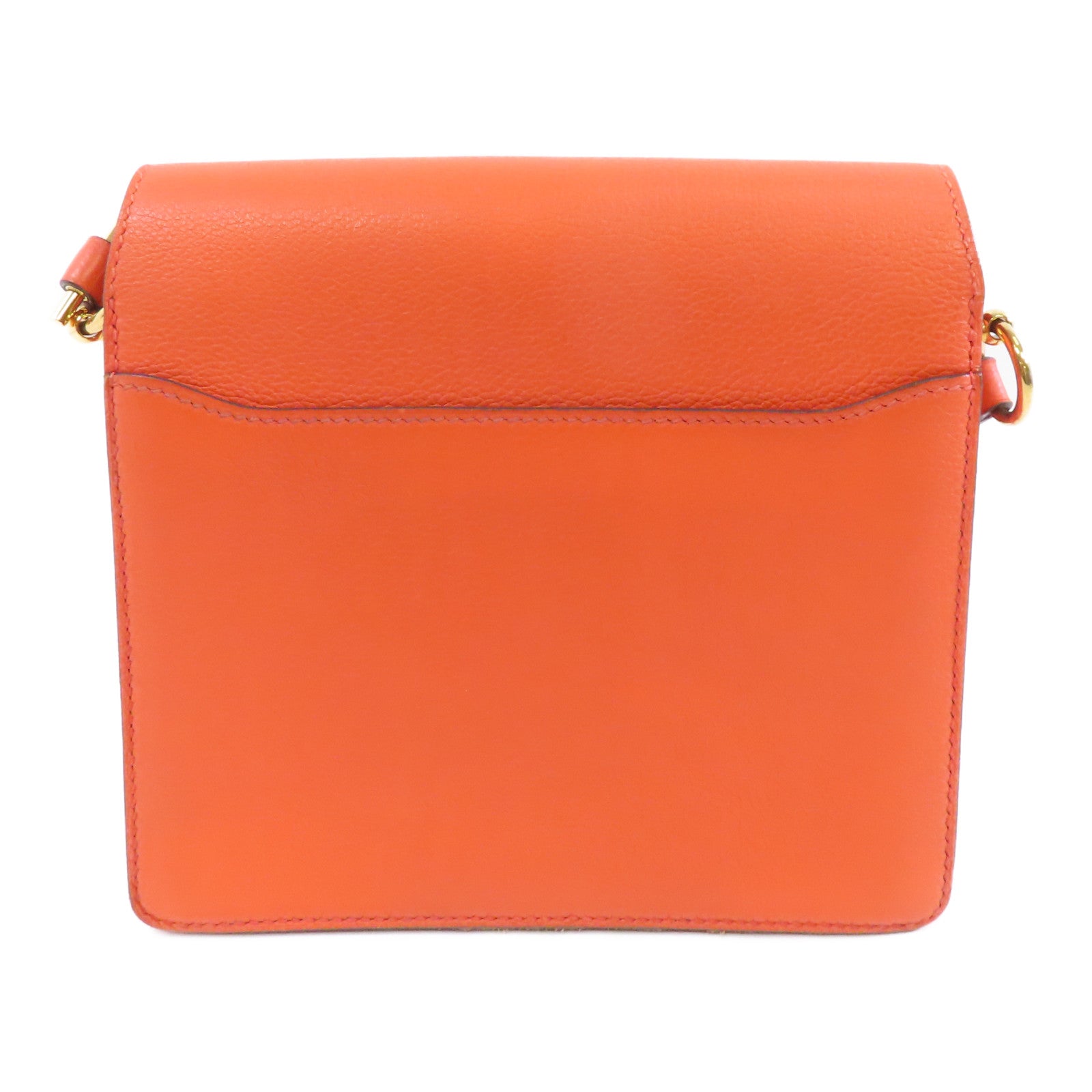 HERMES Evercolor皮革Mini Roulis金扣肩背袋Orange Poppy/橙色