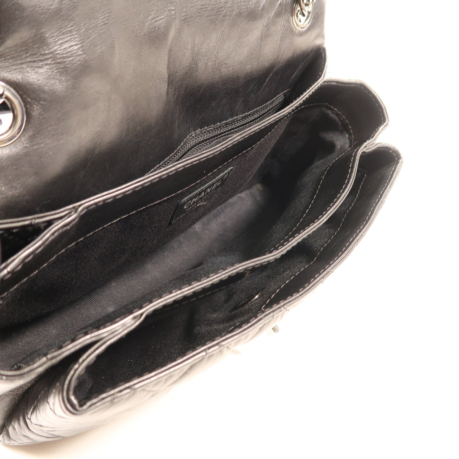 CHANEL 牛皮皮革Chain Shoulder銀扣鏈帶肩背袋