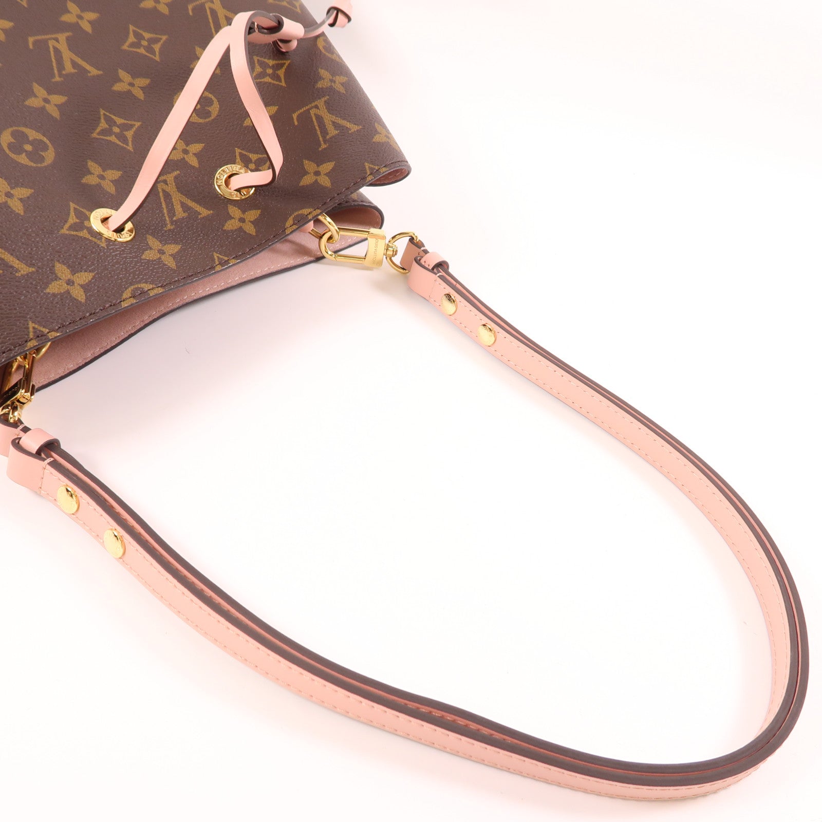 LOUIS VUITTON Monogram Neo Noe金扣手挽肩背兩用袋棕色/粉紅色