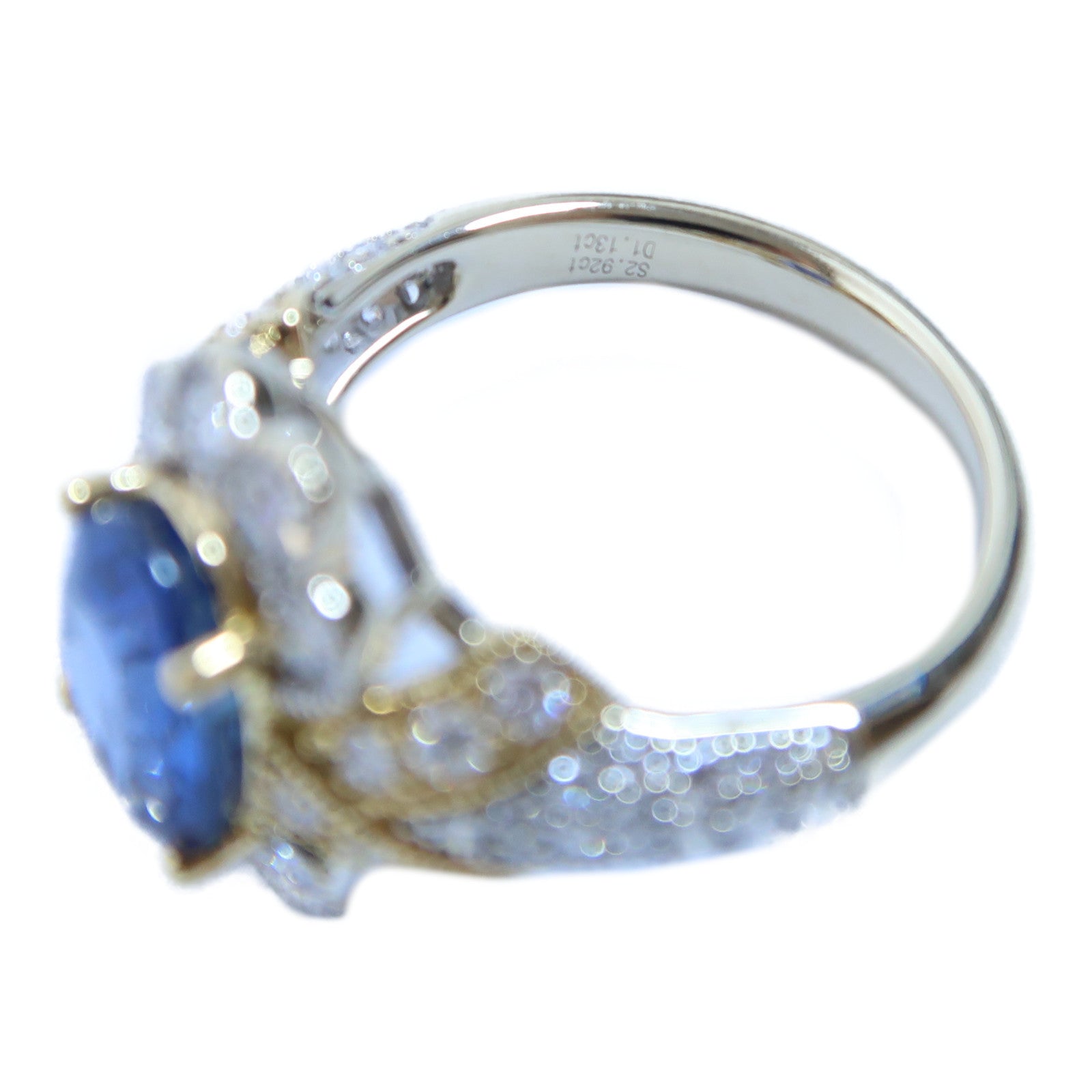 JEWELRY 【激減優惠】18K黃金/白金Sapphire Ring 1.13ct藍寶石/2.92ct鑽石戒指US#6