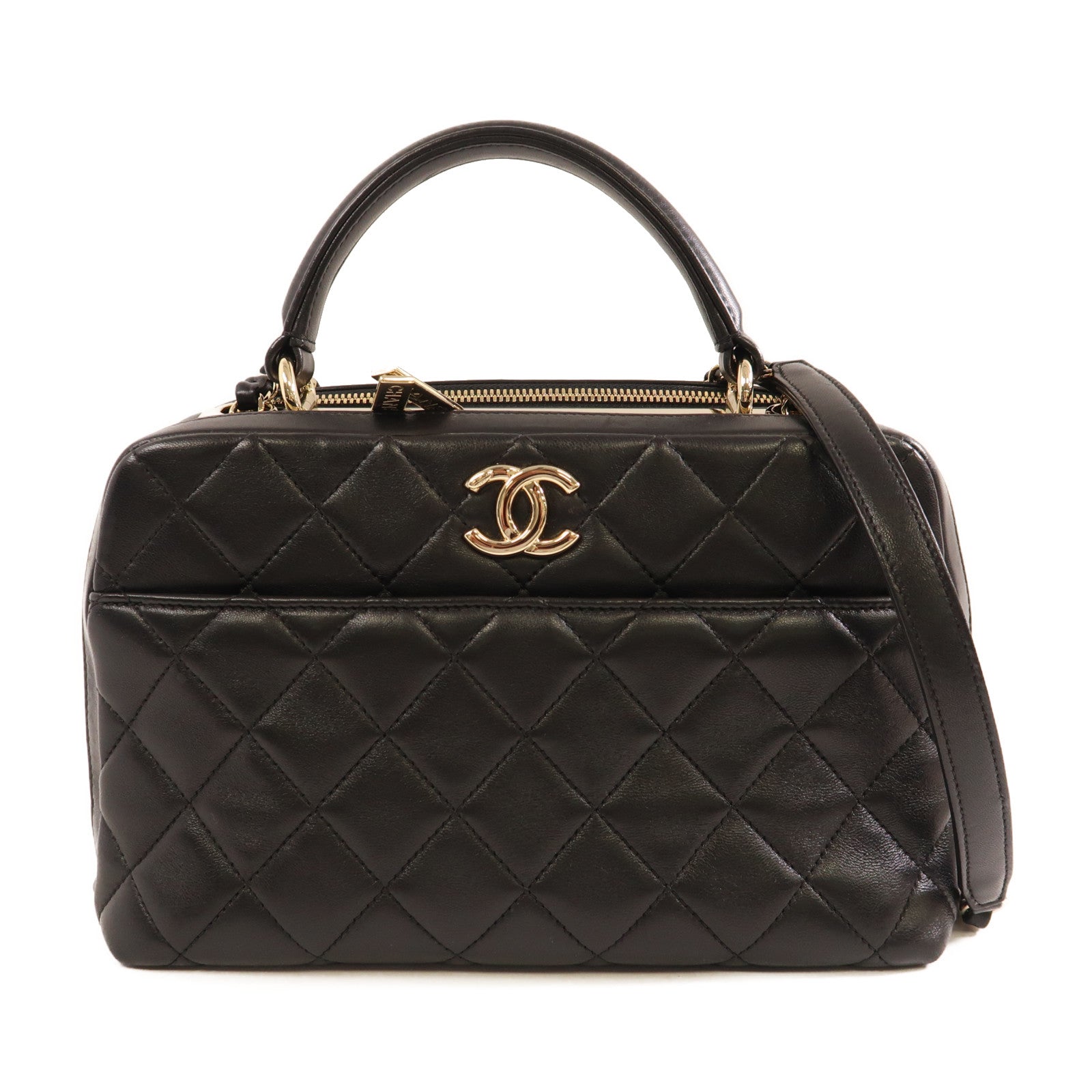 CHANEL 羊皮皮革Chain Shoulder金扣手挽肩背兩用袋