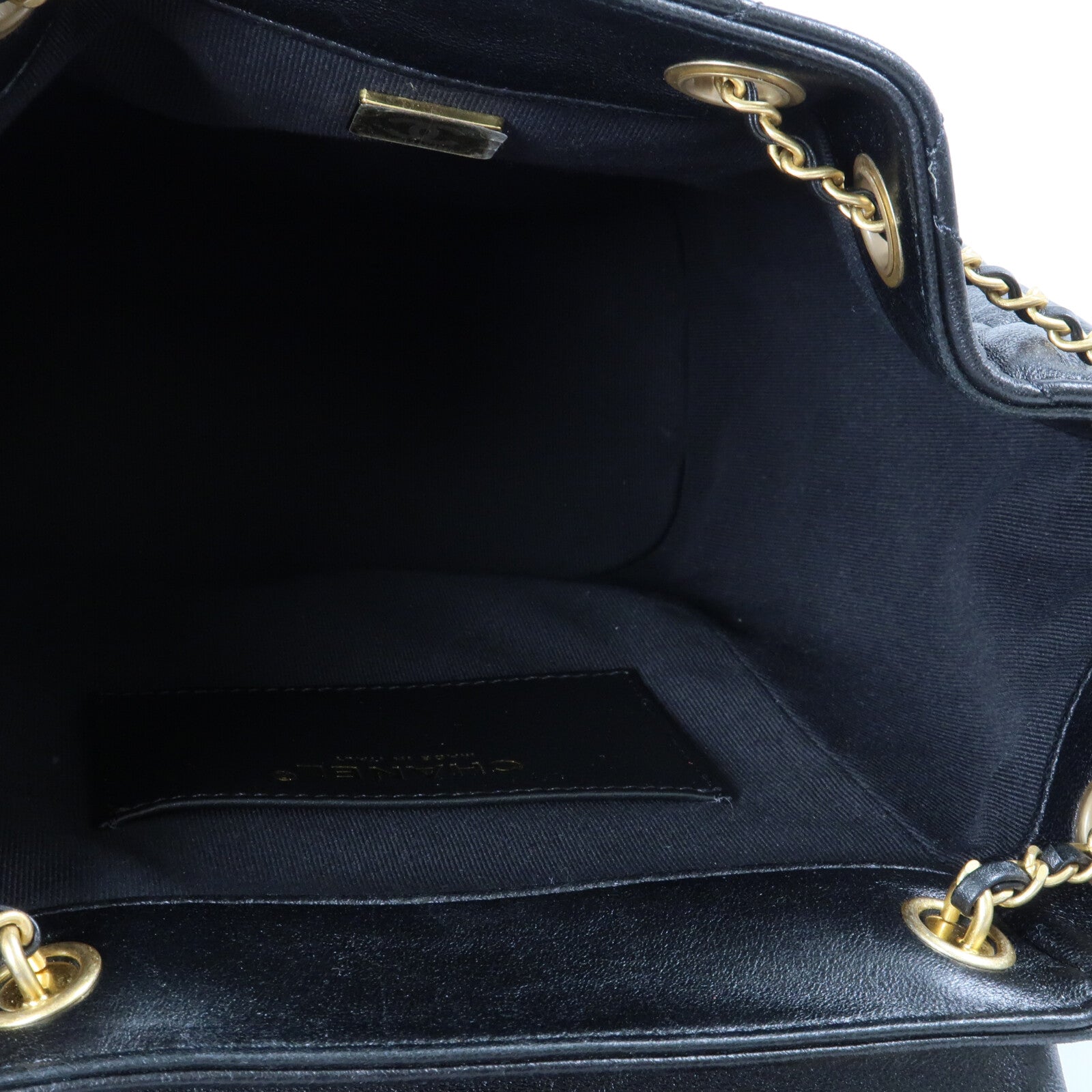 CHANEL 羊皮皮革Backpack金扣背包