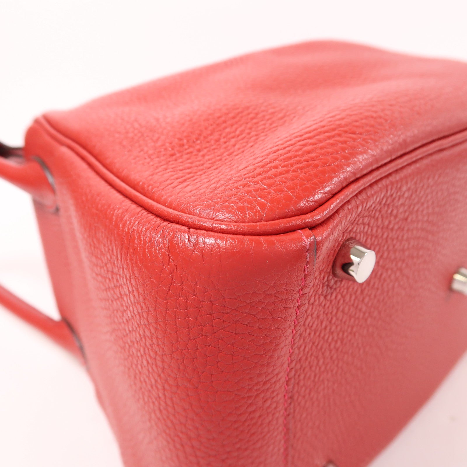 HERMES PHW Lindy 26 2 Way Shoulder Bag Clemence Leather S5 Rouge Tomate