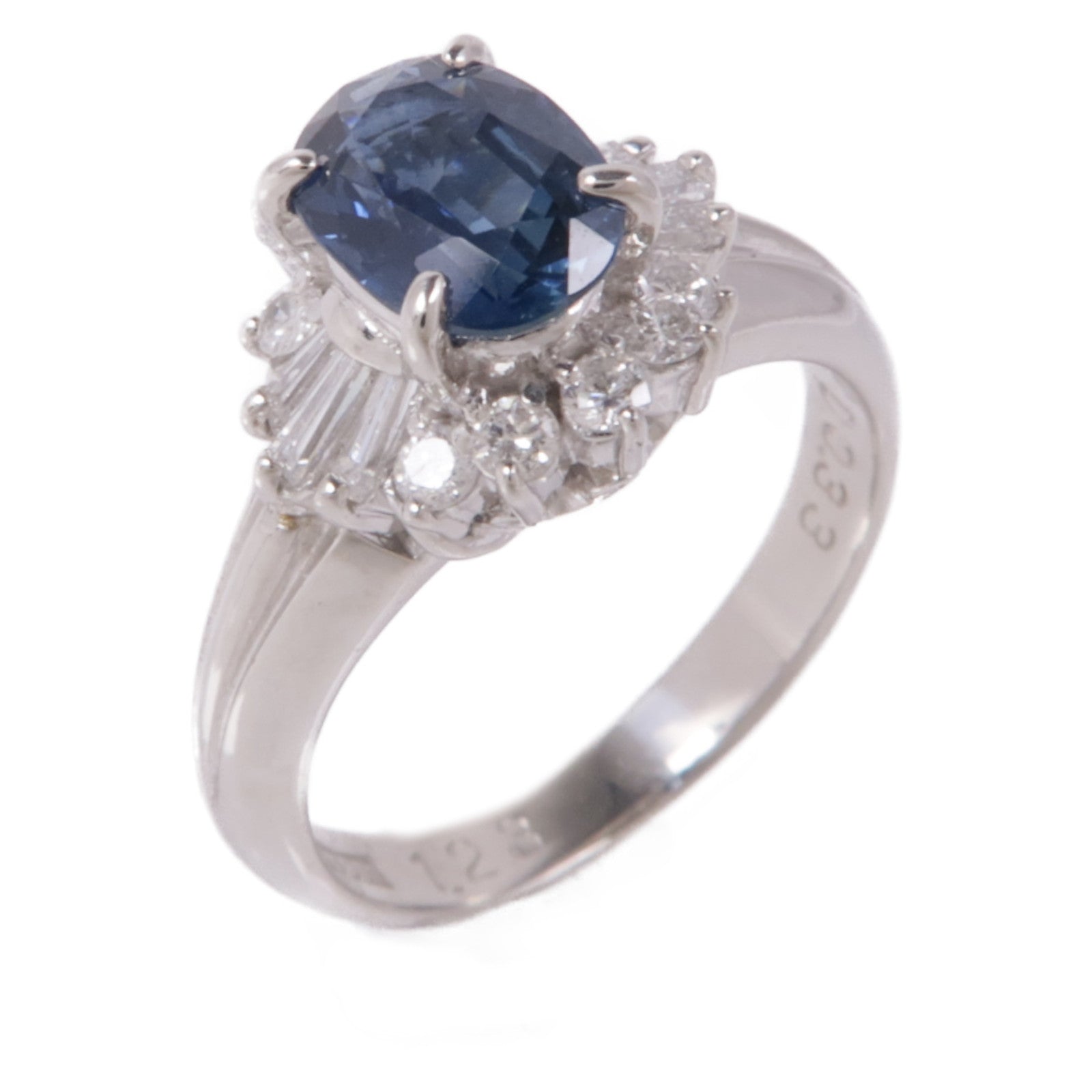 JEWELRY 【激減優惠】PT900鉑金Sapphire/Diamond Ring藍寶石/鑽石戒指US#4.5