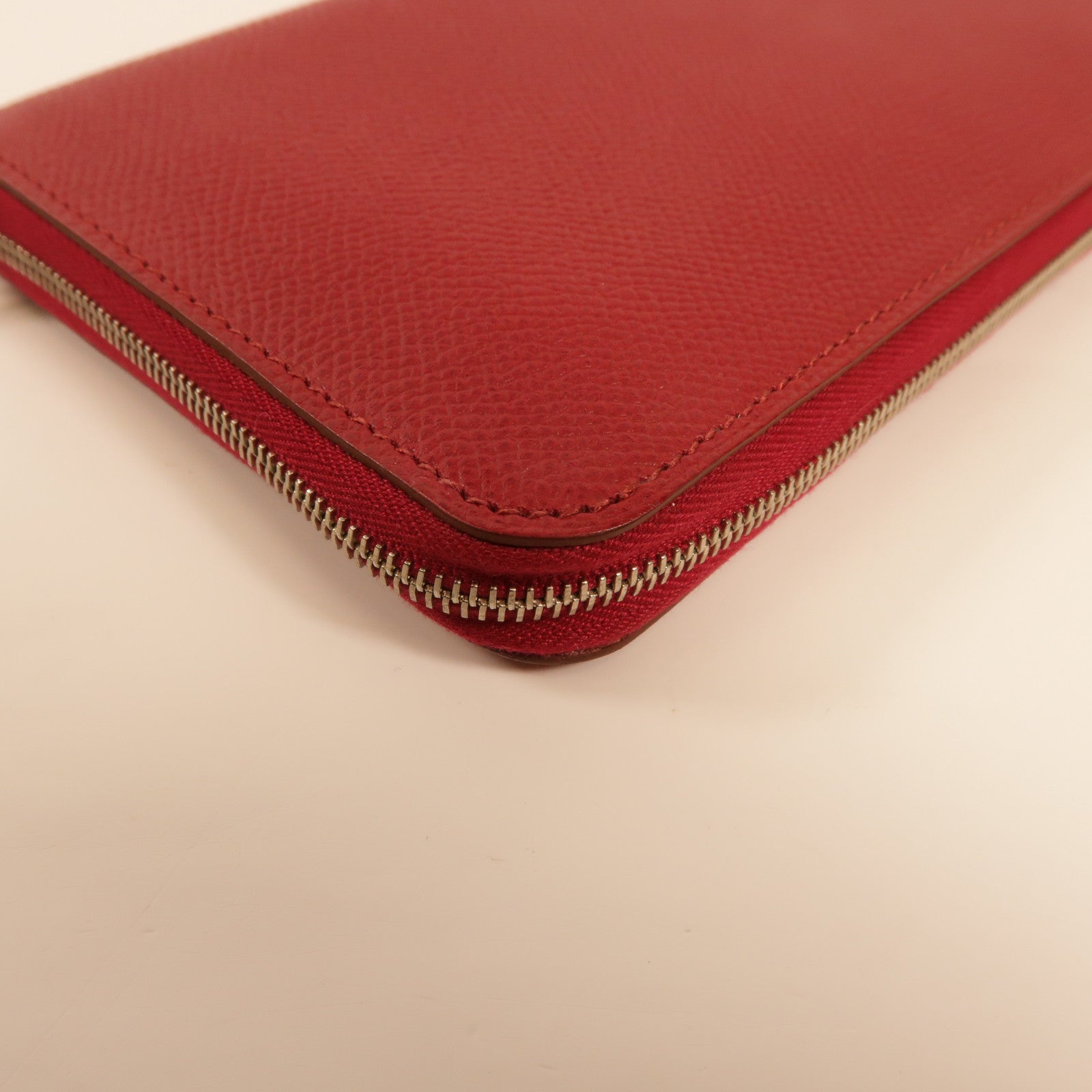 HERMES 【激減優惠】Epsom皮革Azap Long Wallet銀扣長錢包Rouge Grenade