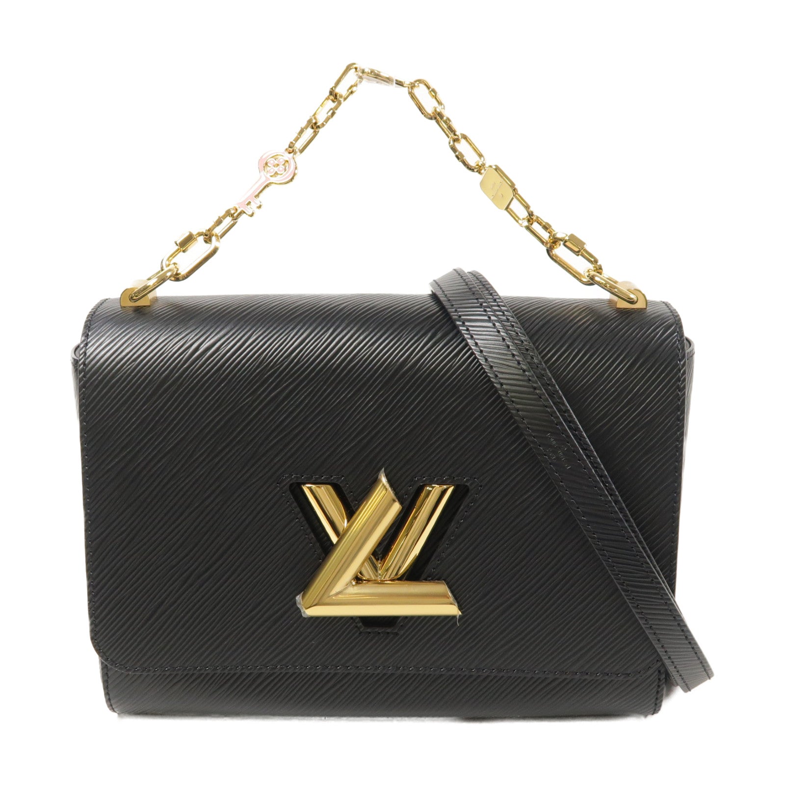 LOUIS VUITTON Epi Twisted MM金扣鏈帶手挽肩背兩用袋