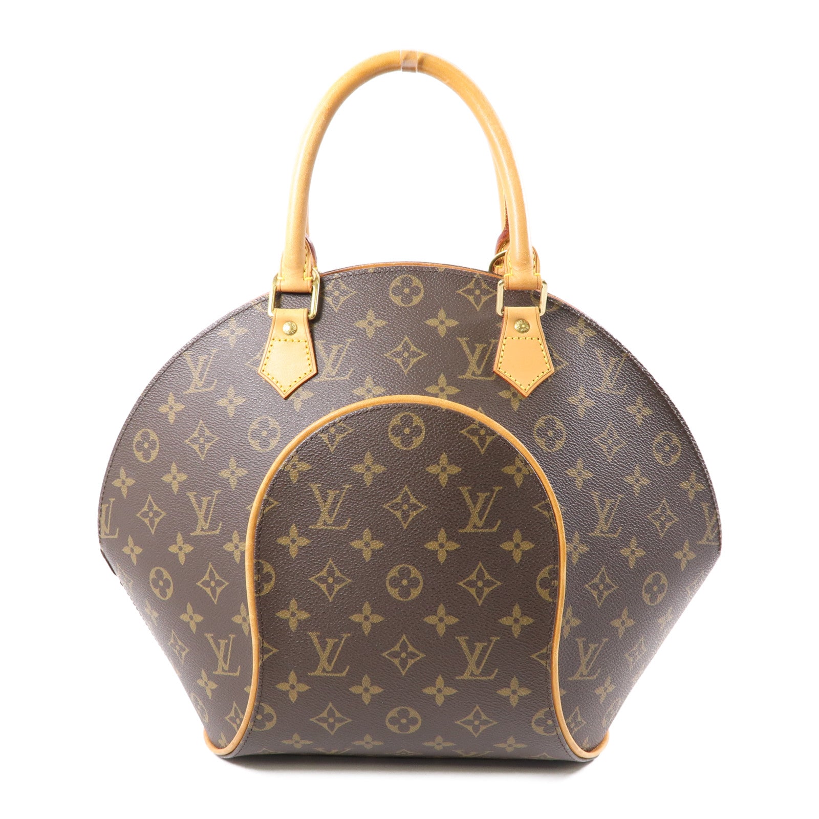 LOUIS VUITTON Monogram Ellipse MM金扣手挽袋棕色