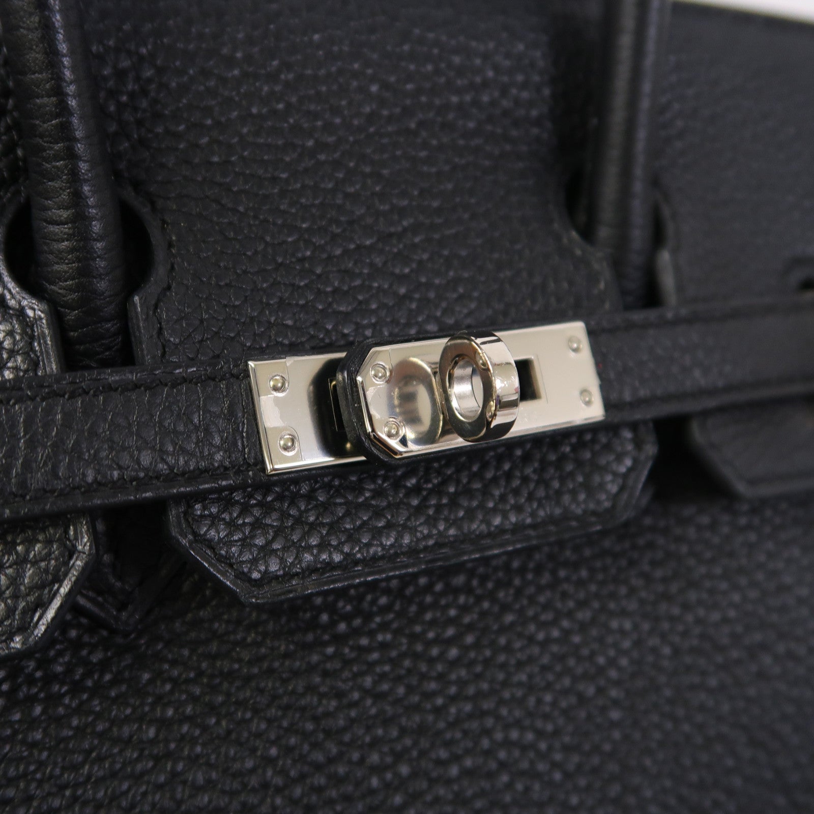 HERMES Togo皮革Birkin 25銀扣手挽袋Noir/黑色