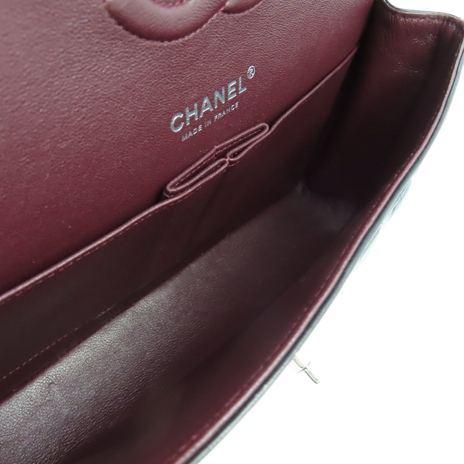 CHANEL 【清倉大減價】菱格羊皮皮革Classic 25銀扣鏈帶肩背袋黑色