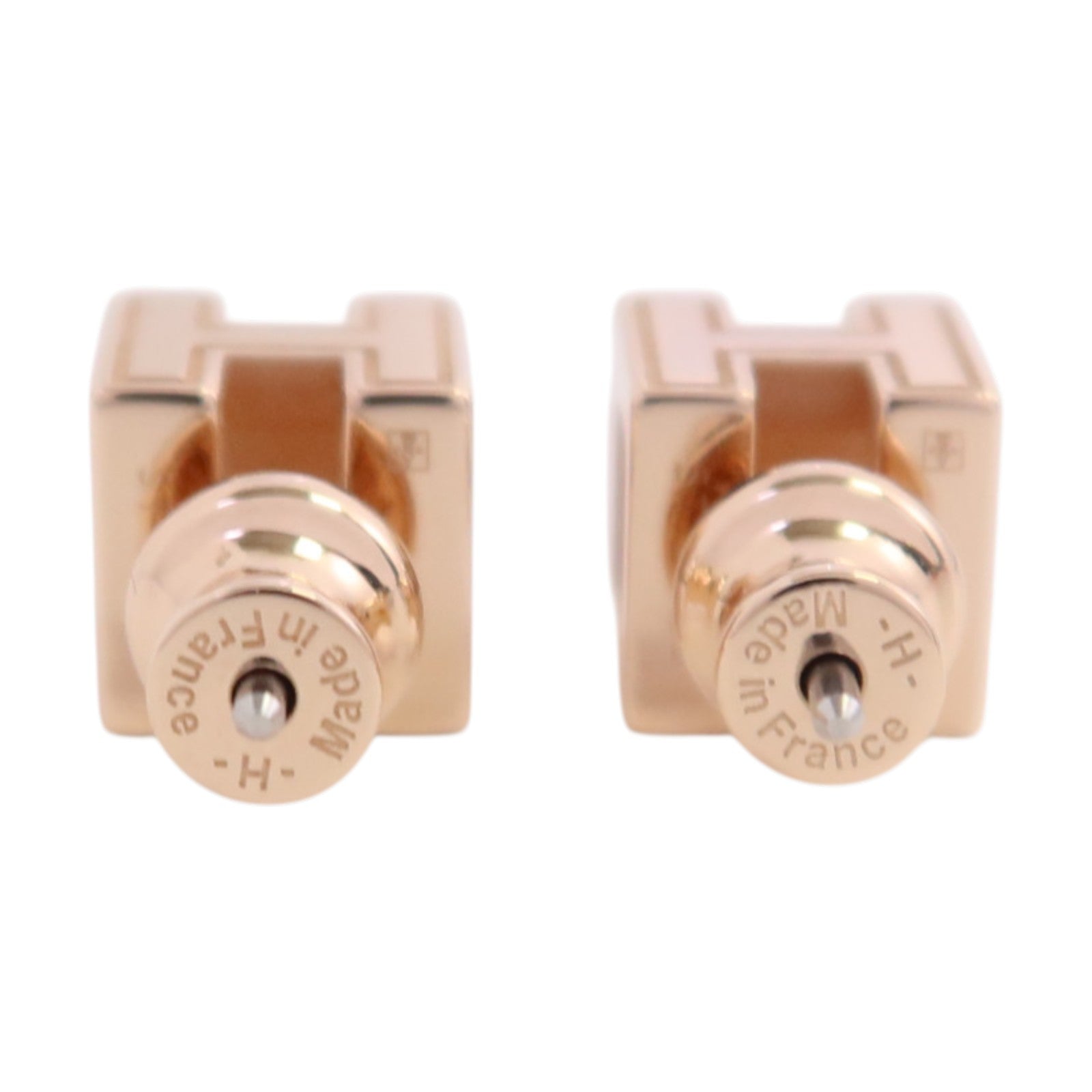 HERMES 【激減優惠】金屬/琺瑯H Cube Earrings金扣耳環