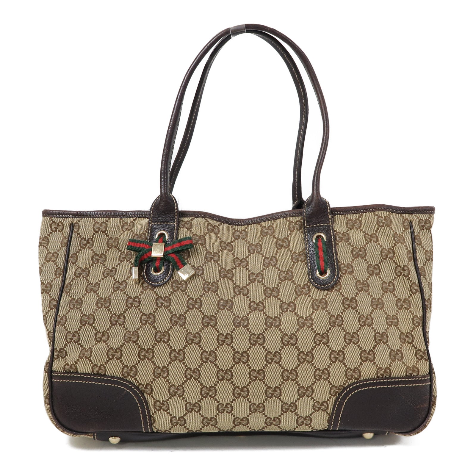 GUCCI 帆布Tote Bag金扣肩背袋啡色