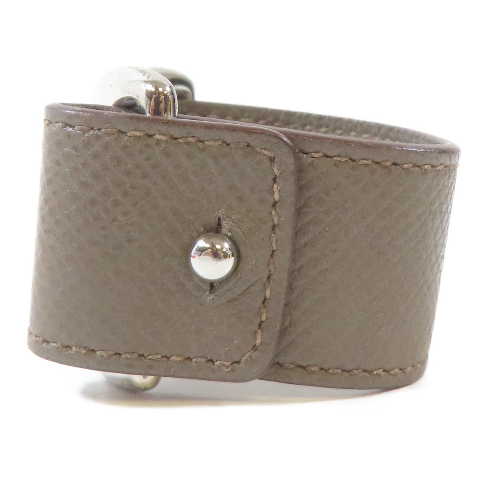 HERMES 【激減優惠】Epsom皮革/金屬Pavane Bracelet銀扣手鐲Etain/錫灰色Hermes#XS/#15cm