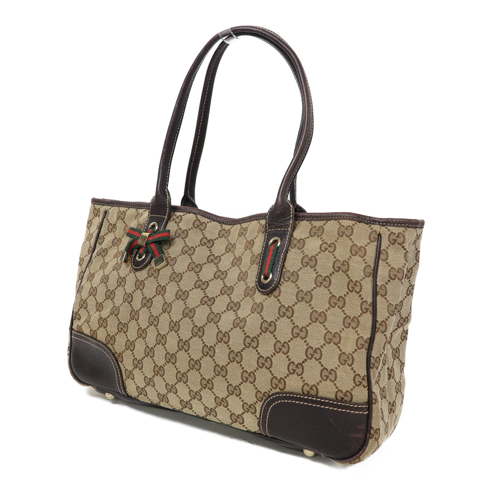 GUCCI 帆布Tote Bag金扣肩背袋啡色