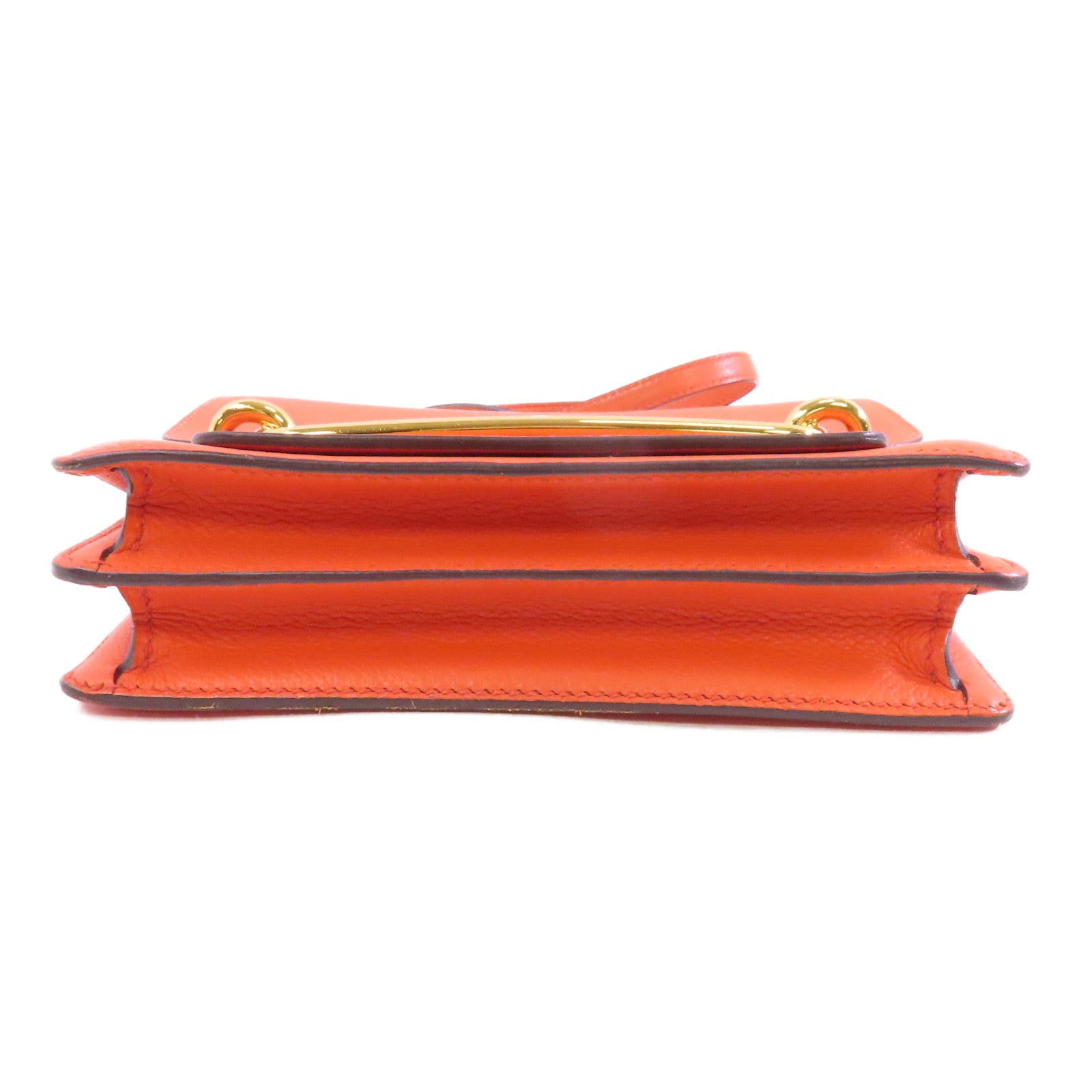 HERMES Evercolor皮革Mini Roulis金扣肩背袋Orange Poppy/橙色