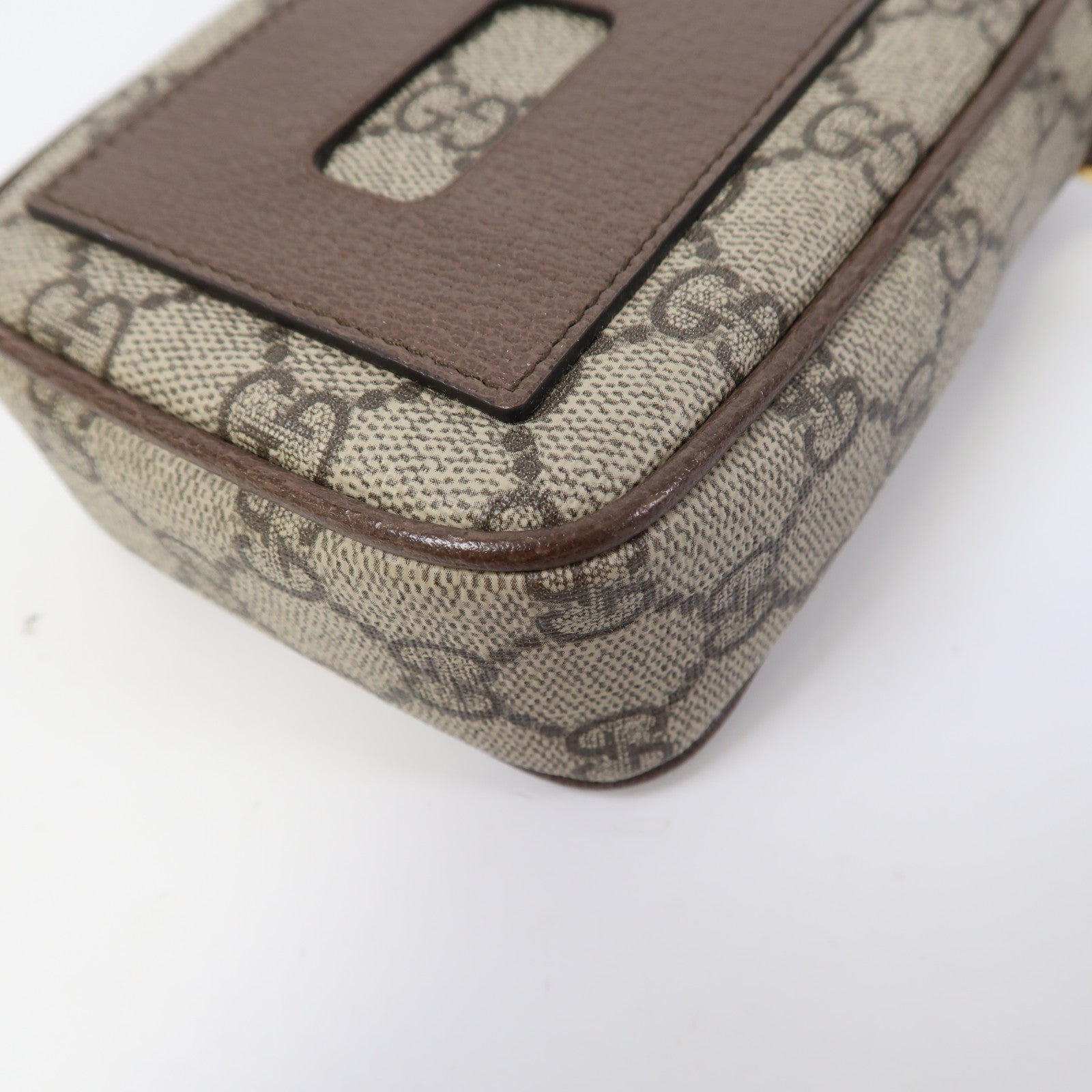 GUCCI 塗層帆布Ophidia Phone Bag金扣肩背袋啡色