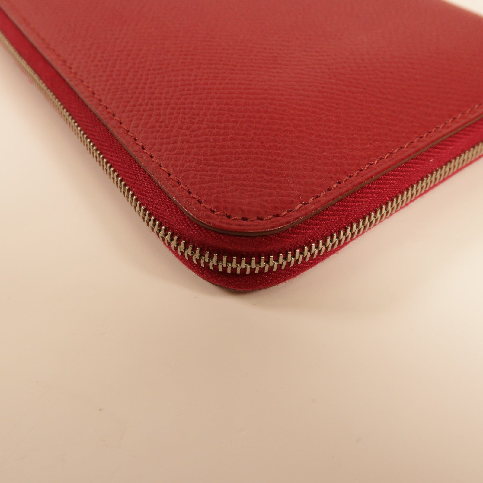 HERMES Epsom皮革Azap Long Wallet銀扣長錢包Rouge Grenade