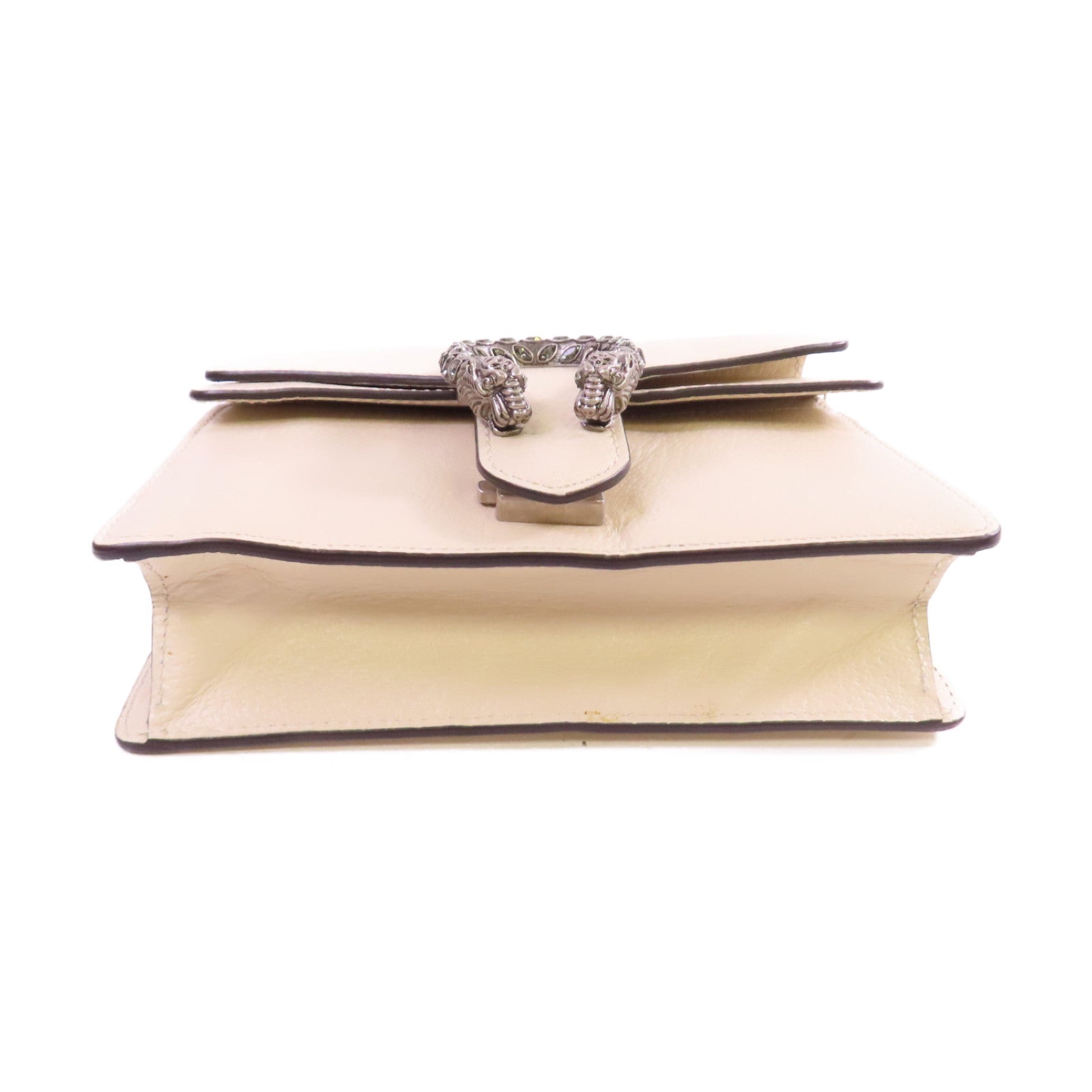 GUCCI 【激減優惠】牛皮皮革Dionysus Mini Shoulder Bag銀扣鏈帶肩背袋米白色