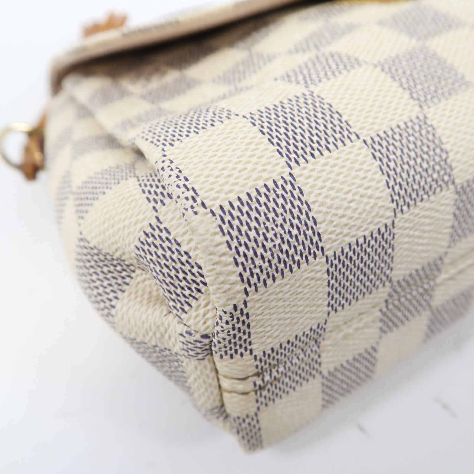 LOUIS VUITTON Damier Azur Croisette金扣手挽肩背兩用袋白色