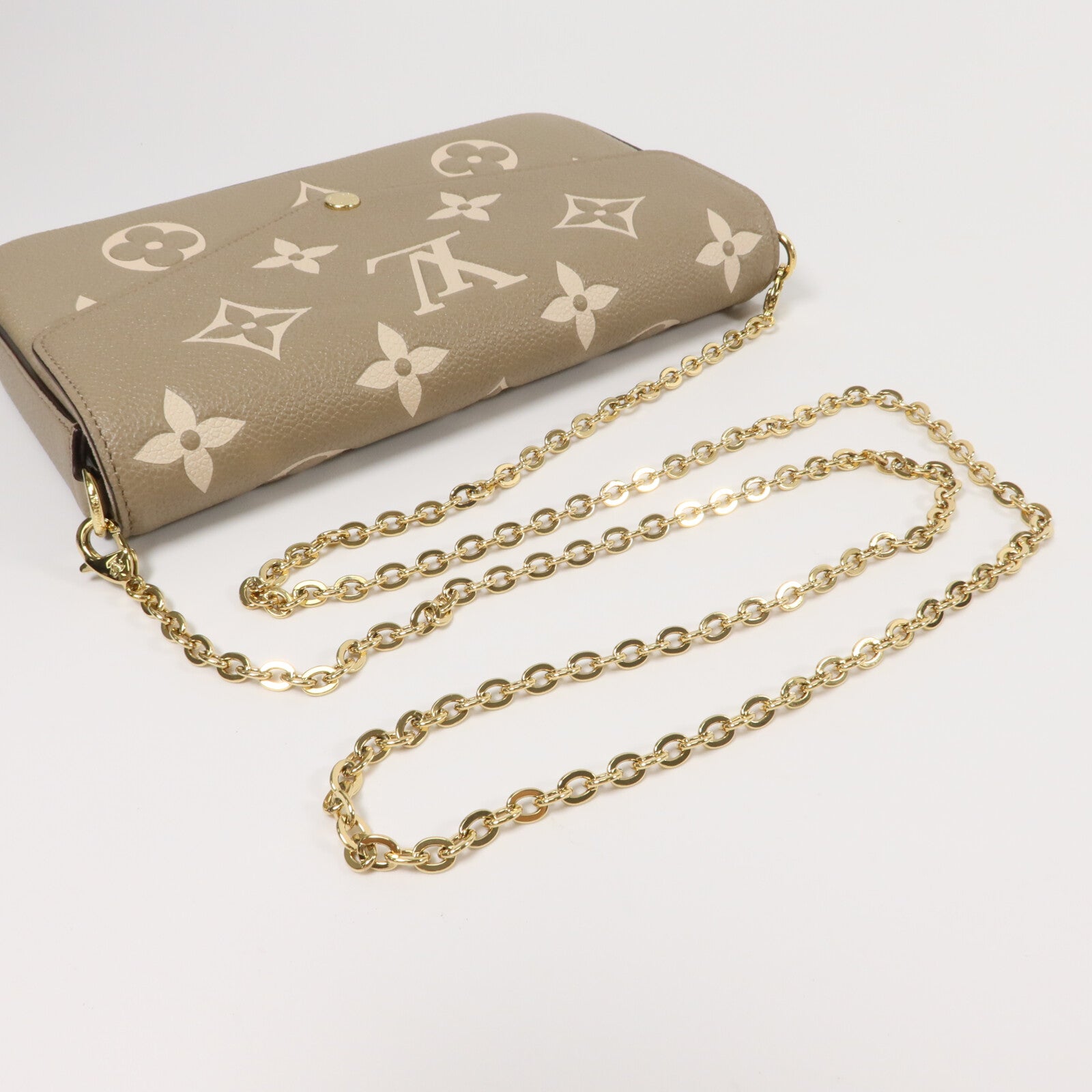 LOUIS VUITTON Monogram Empreinte Felicie Pochette金扣鏈帶肩背袋