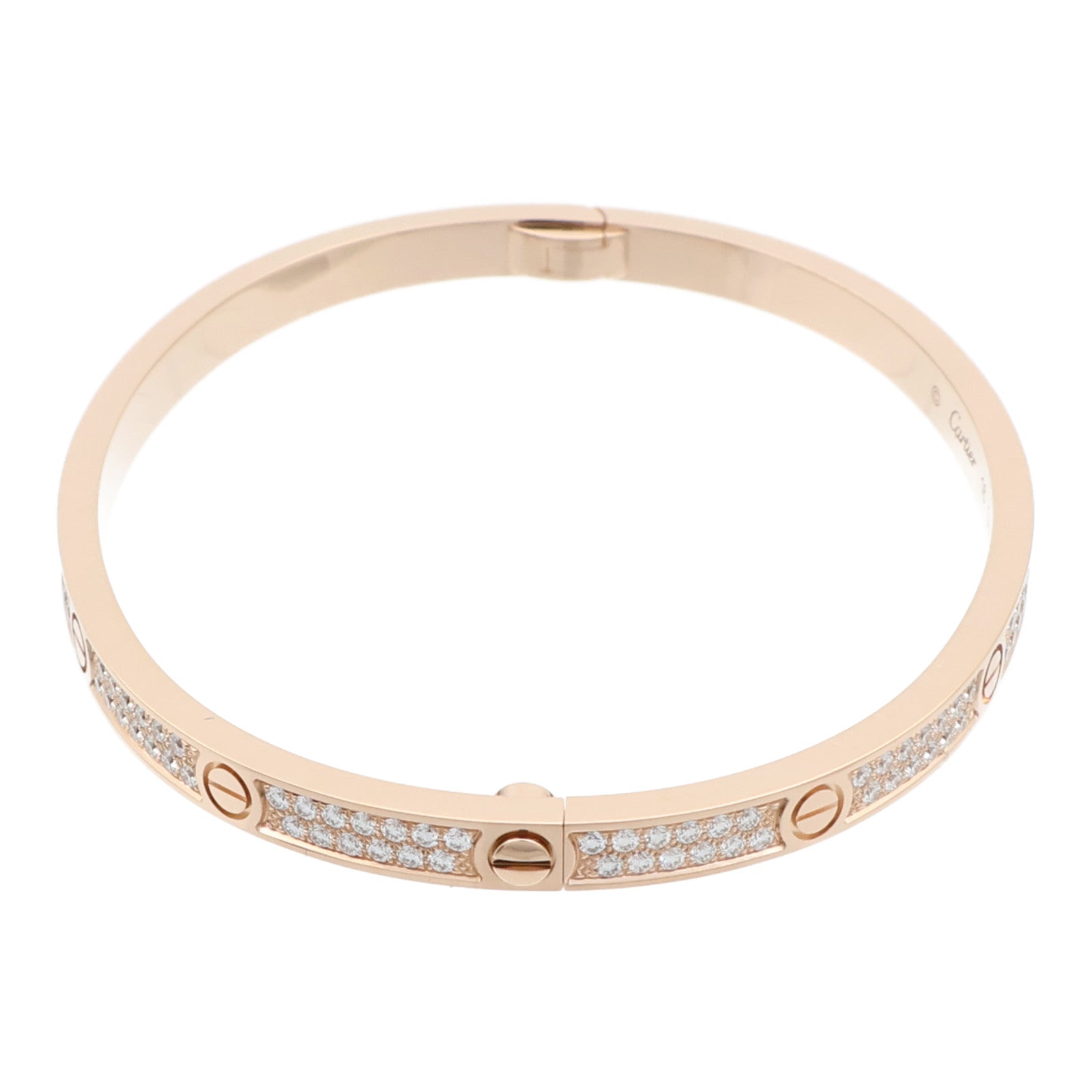 CARTIER 18K玫瑰金Love Bangle SM Paved鑽石手鐲Cartier#16