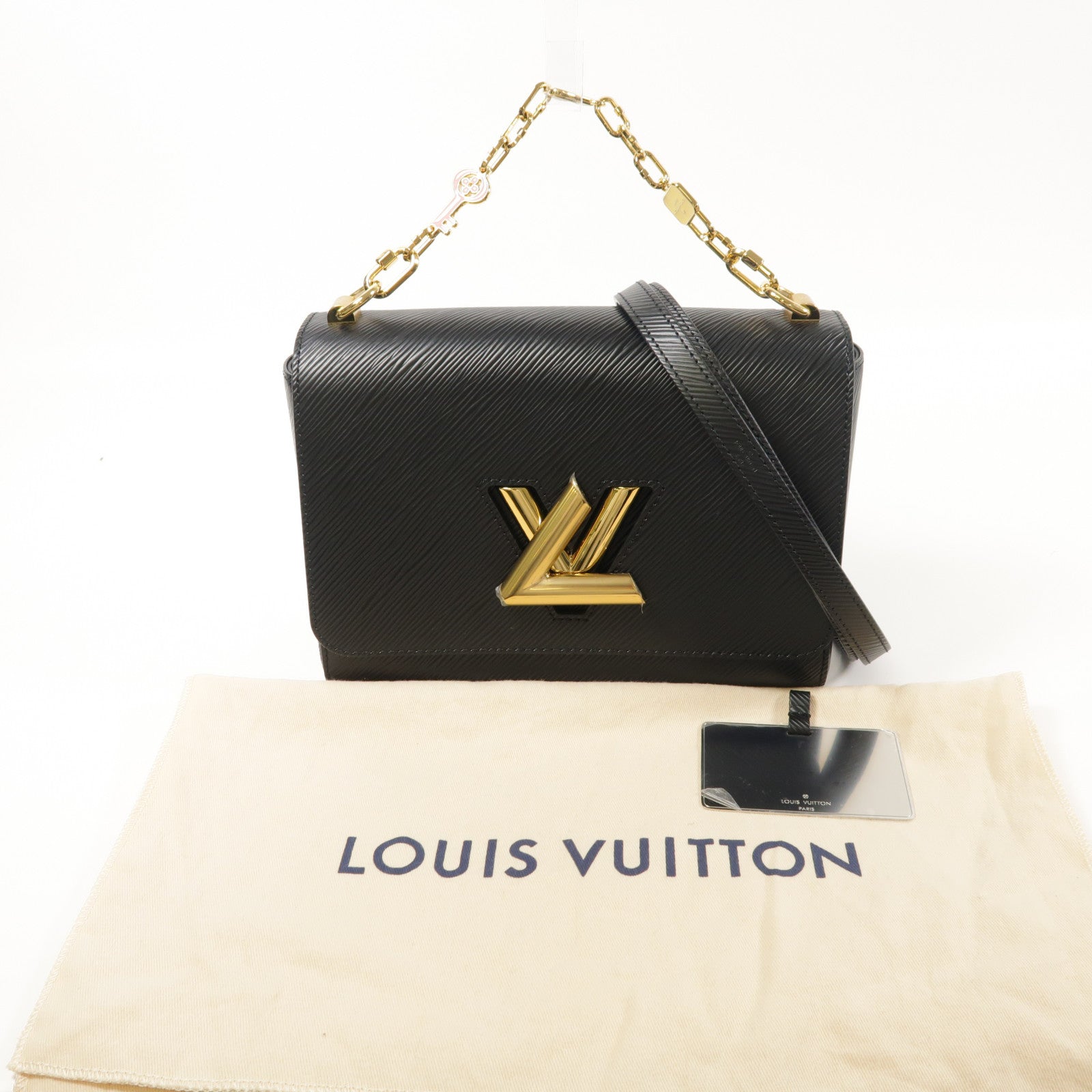 LOUIS VUITTON Epi Twisted MM金扣鏈帶手挽肩背兩用袋