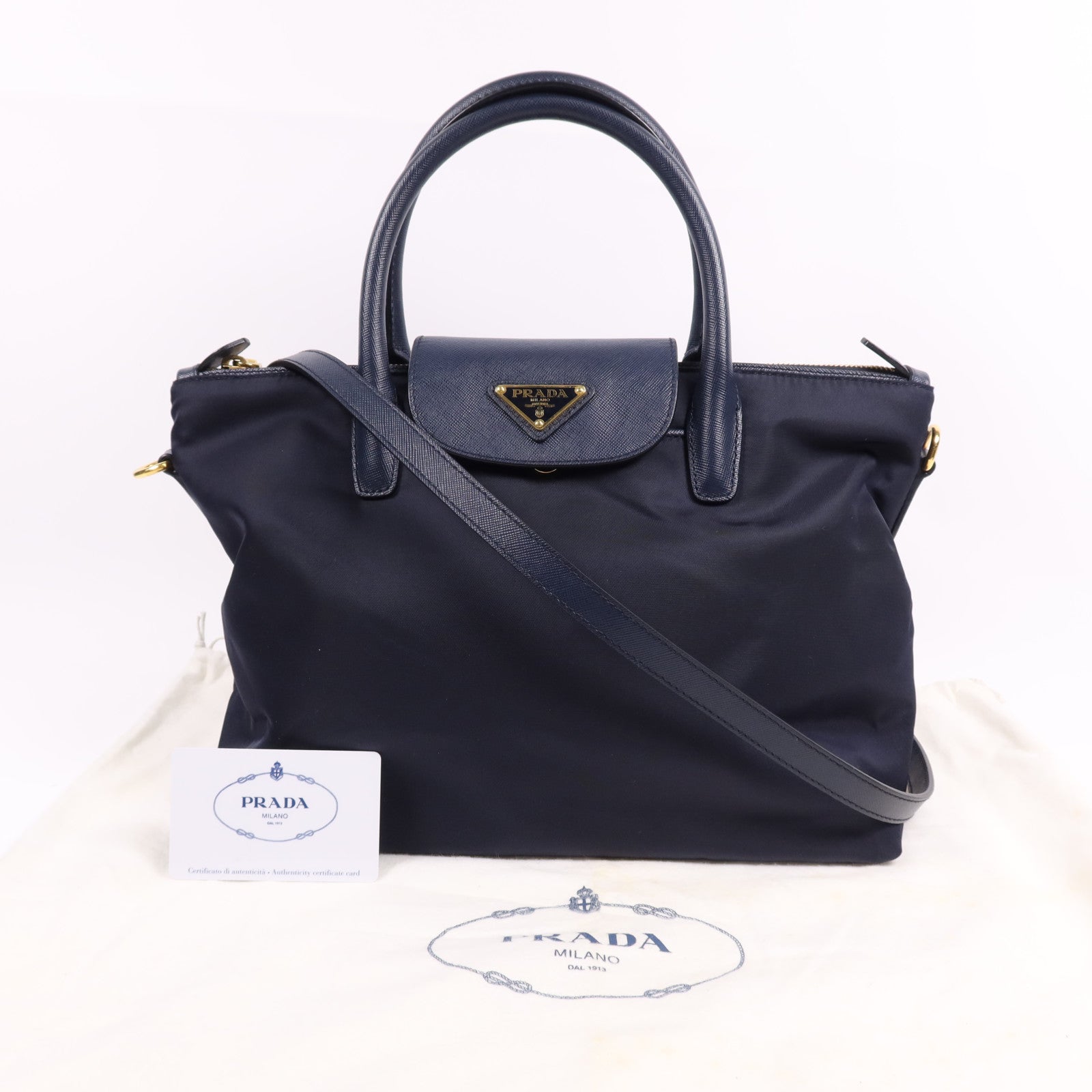 PRADA 尼龍Tessuto金扣手挽肩背兩用袋