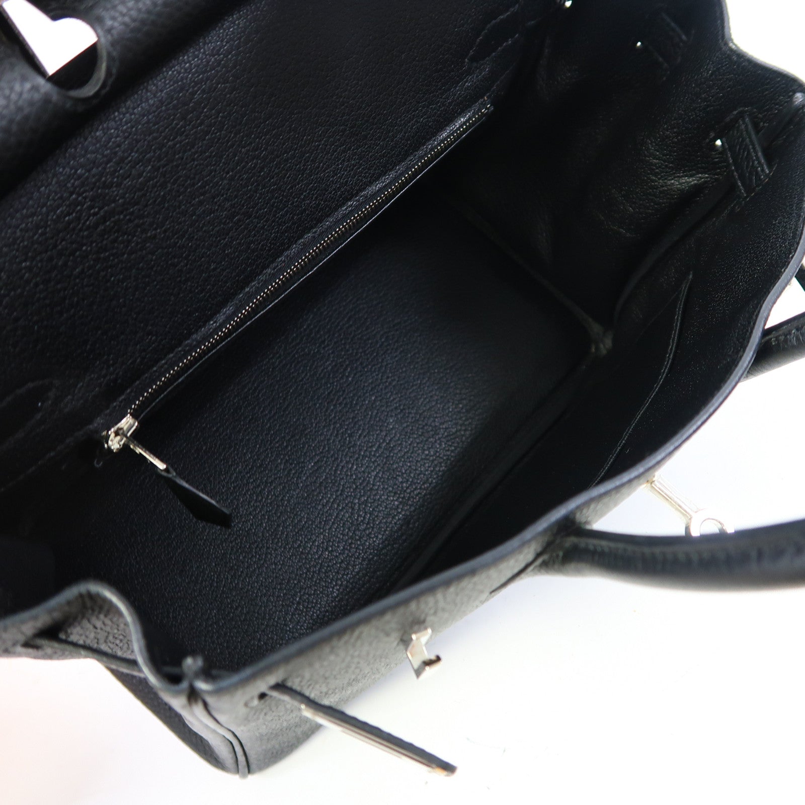 HERMES Togo皮革Birkin 25銀扣手挽袋Noir/黑色