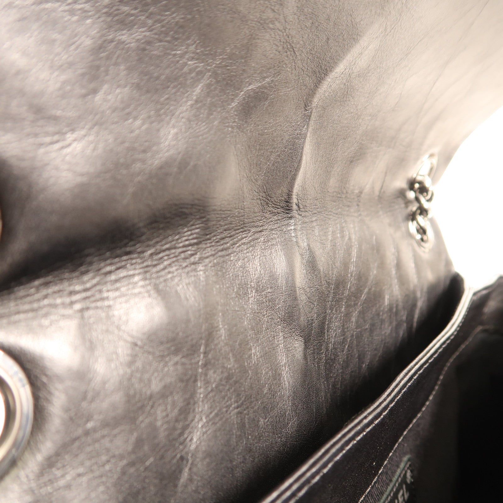 CHANEL 牛皮皮革Chain Shoulder銀扣鏈帶肩背袋