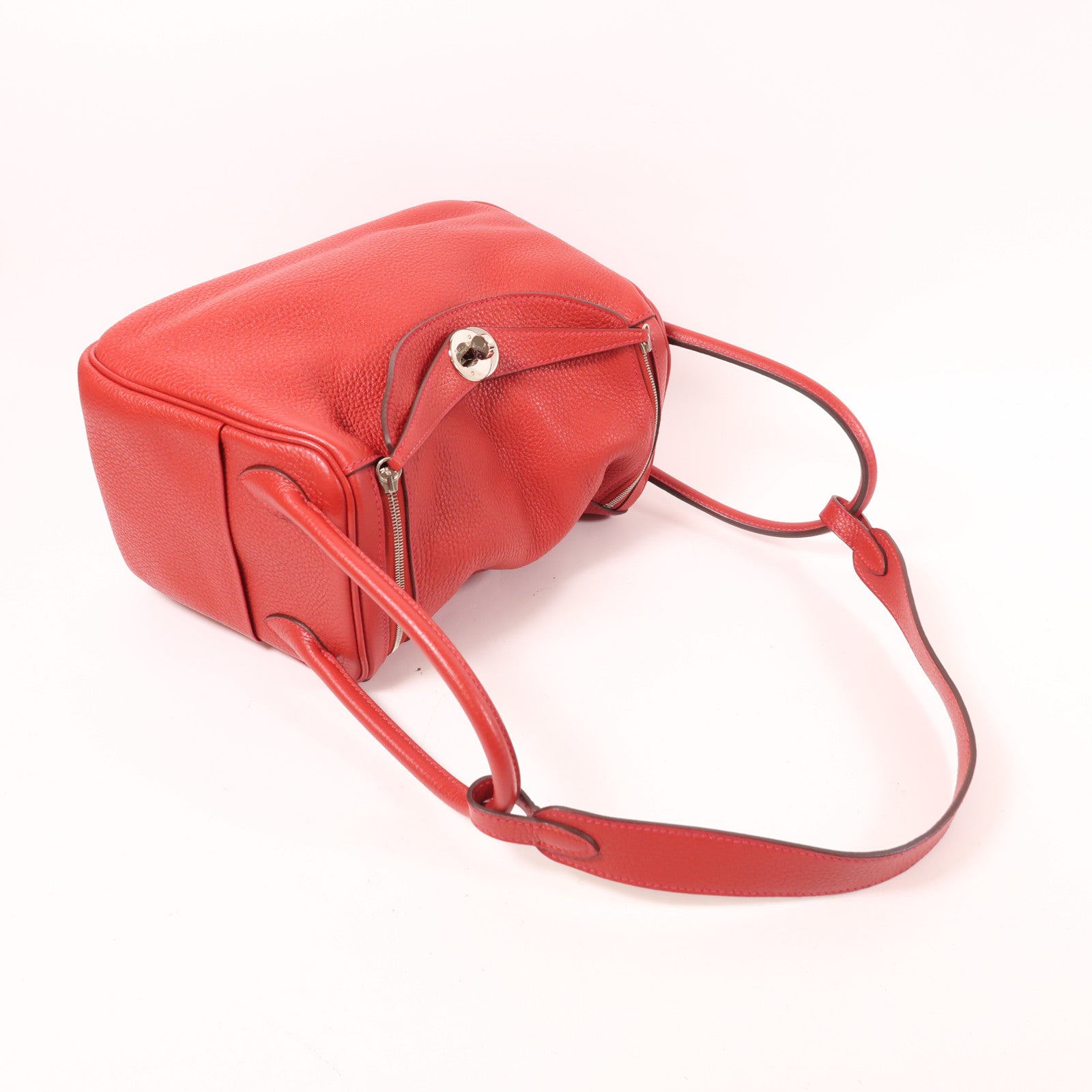 HERMES PHW Lindy 26 2 Way Shoulder Bag Clemence Leather S5 Rouge Tomate