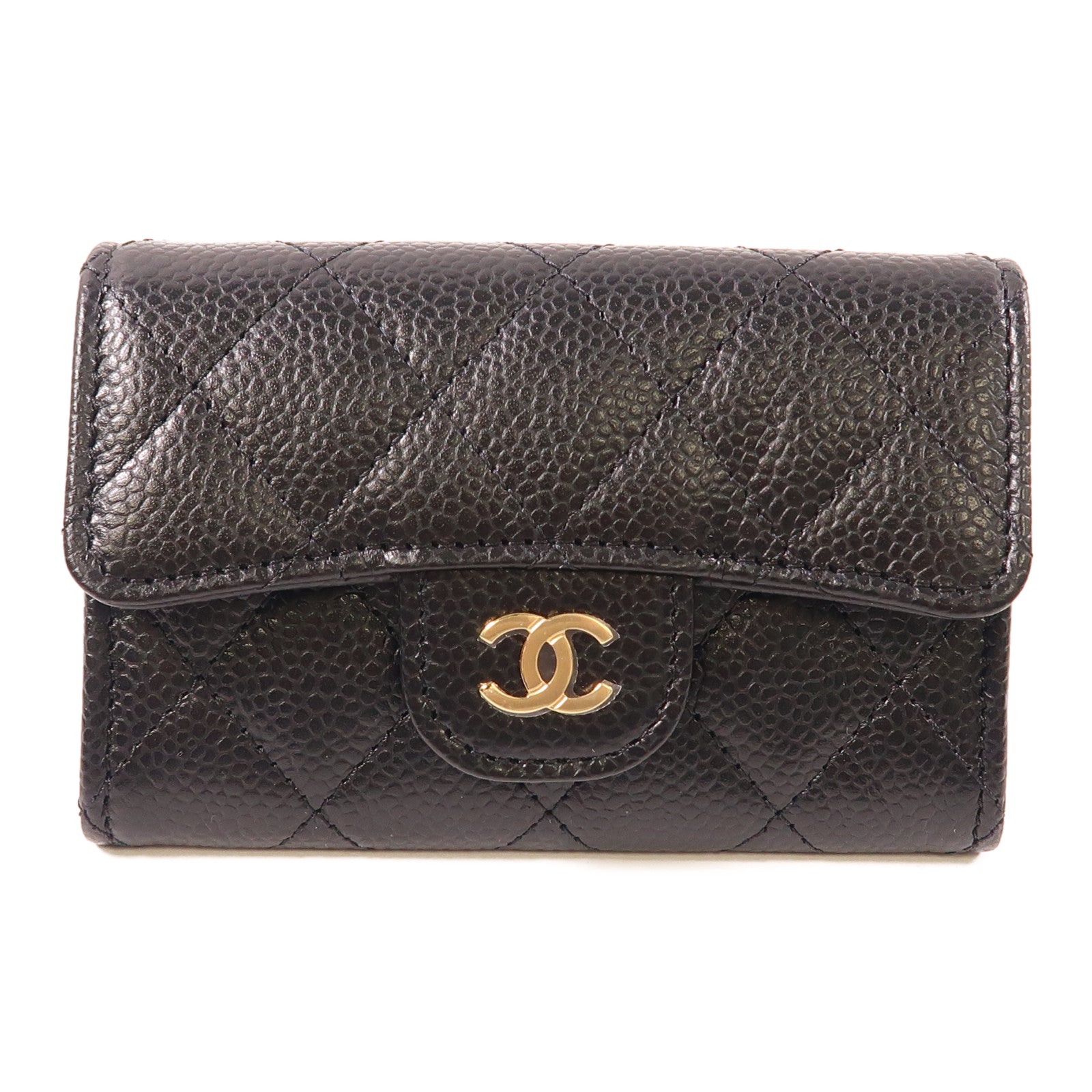 CHANEL 牛皮皮革Card Case金扣卡片套黑色