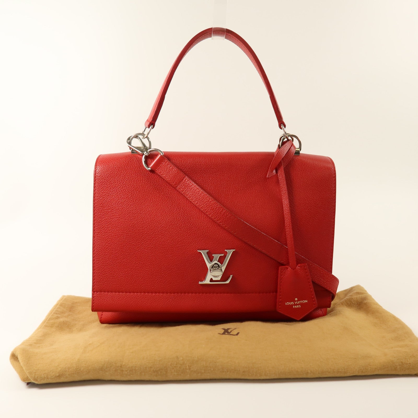 LOUIS VUITTON 牛皮皮革Lockme II銀扣手挽肩背兩用袋
