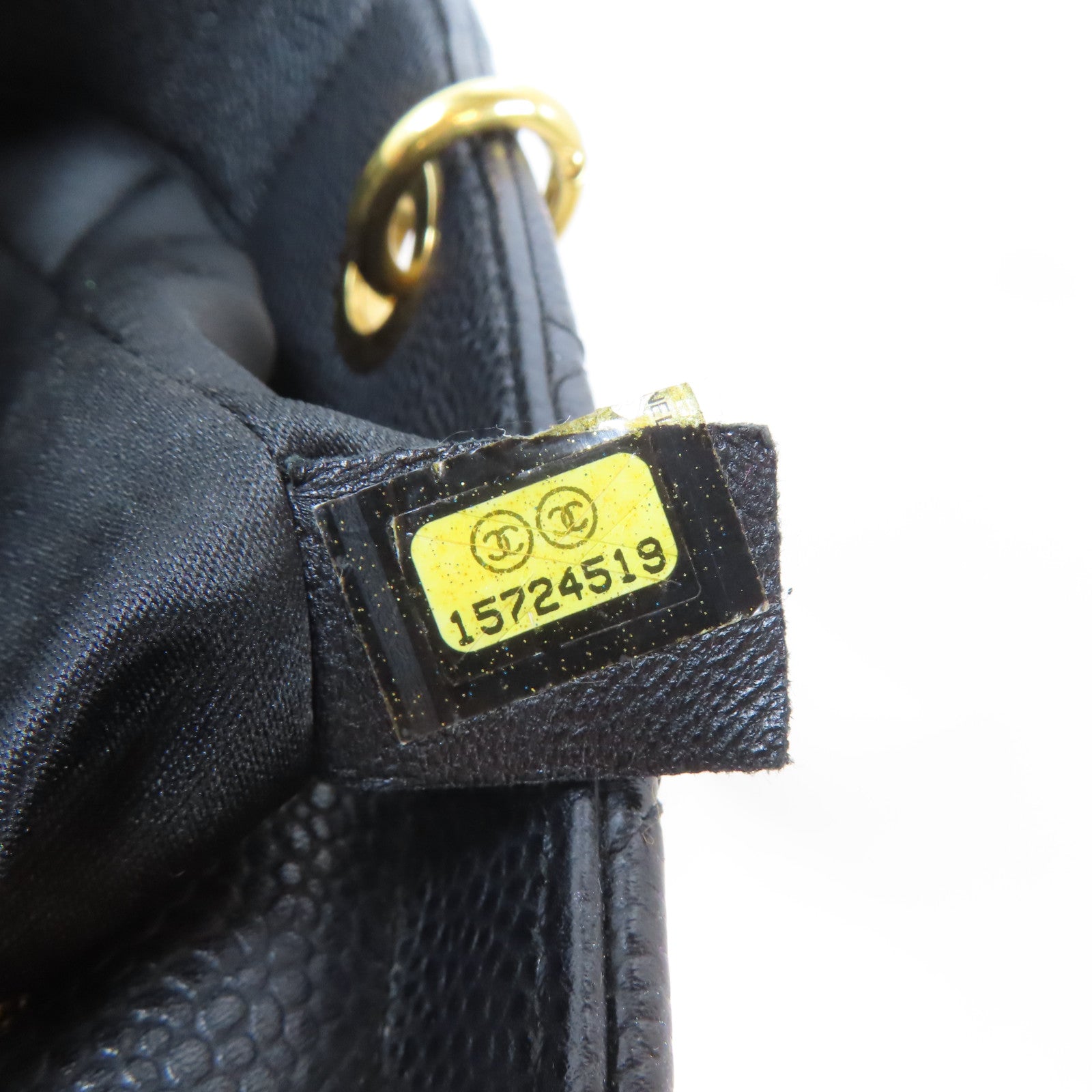 CHANEL 菱格Caviar皮革PST Petite Shopping Tote Bag金扣鏈帶肩背袋黑色