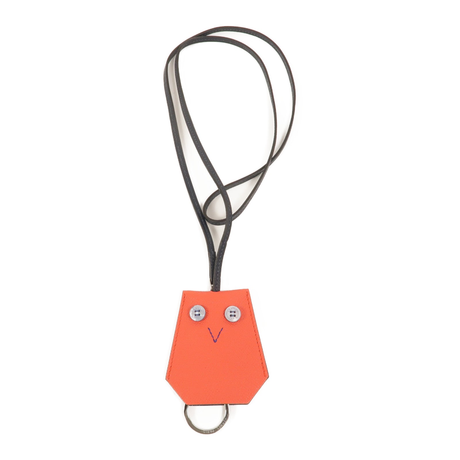 HERMES Epsom皮革H Hibouton Clochette Key Ring掛飾Capucine