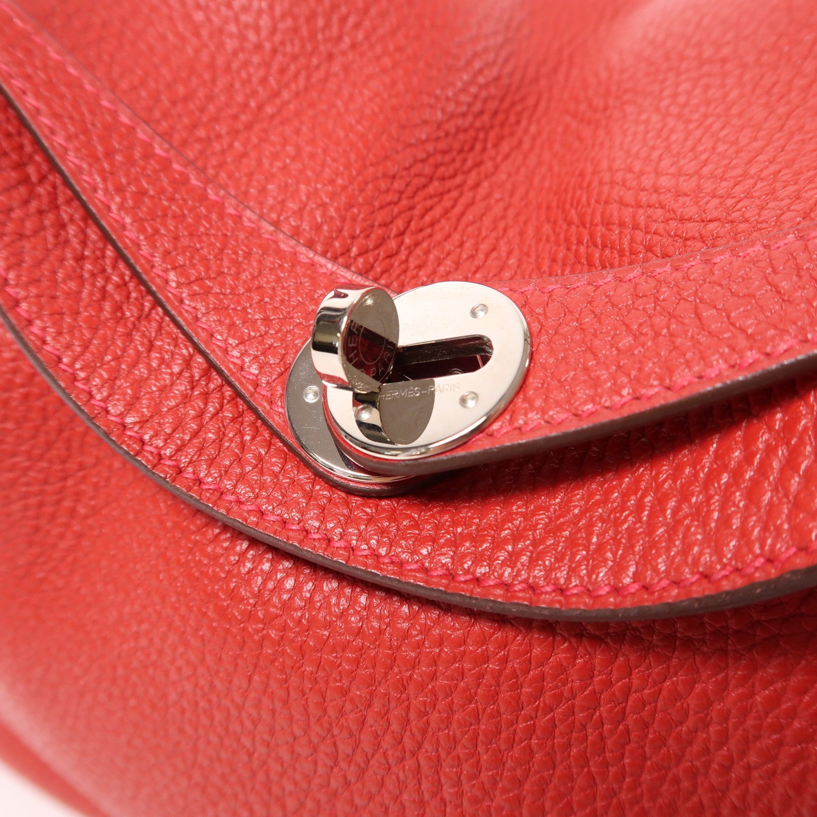 HERMES PHW Lindy 26 2 Way Shoulder Bag Clemence Leather S5 Rouge Tomate