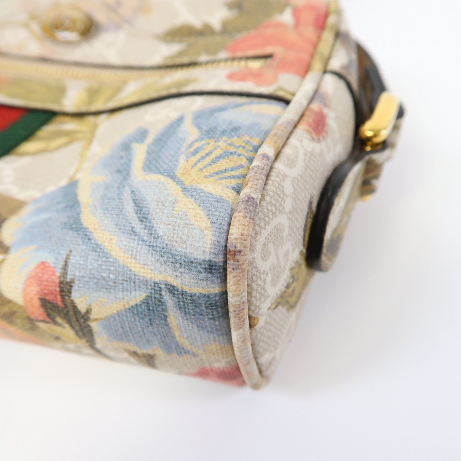 GUCCI 塗層帆布Ophidia金扣肩背袋卡其色
