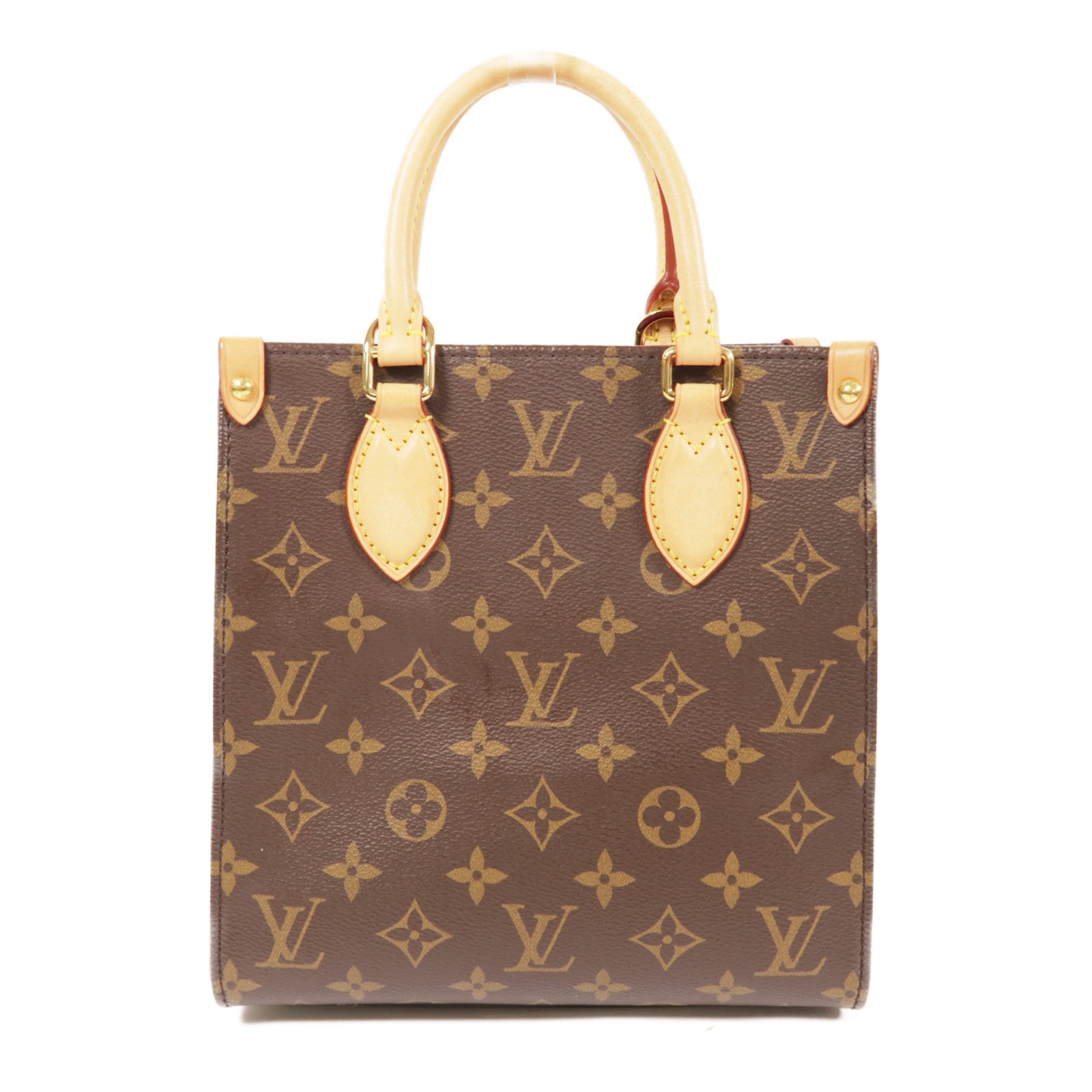 LOUIS VUITTON Monogram Sac Plat BB金扣手挽肩背兩用袋棕色