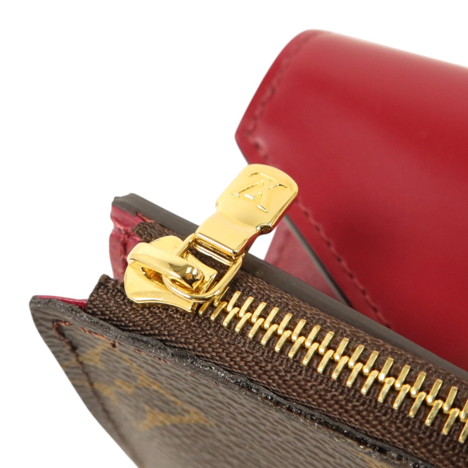 LOUIS VUITTON Monogram/牛皮皮革Zoe Wallet金扣錢包