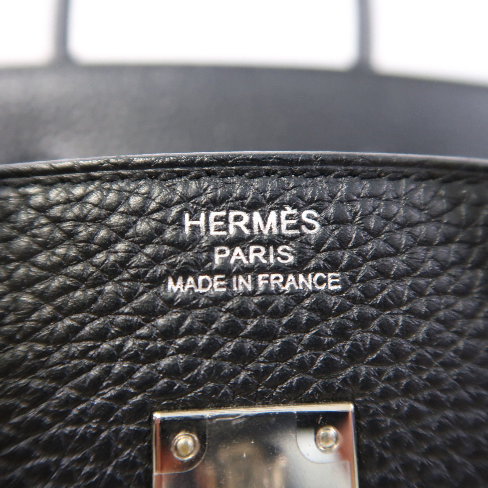 HERMES Togo皮革Birkin 25銀扣手挽袋Noir/黑色