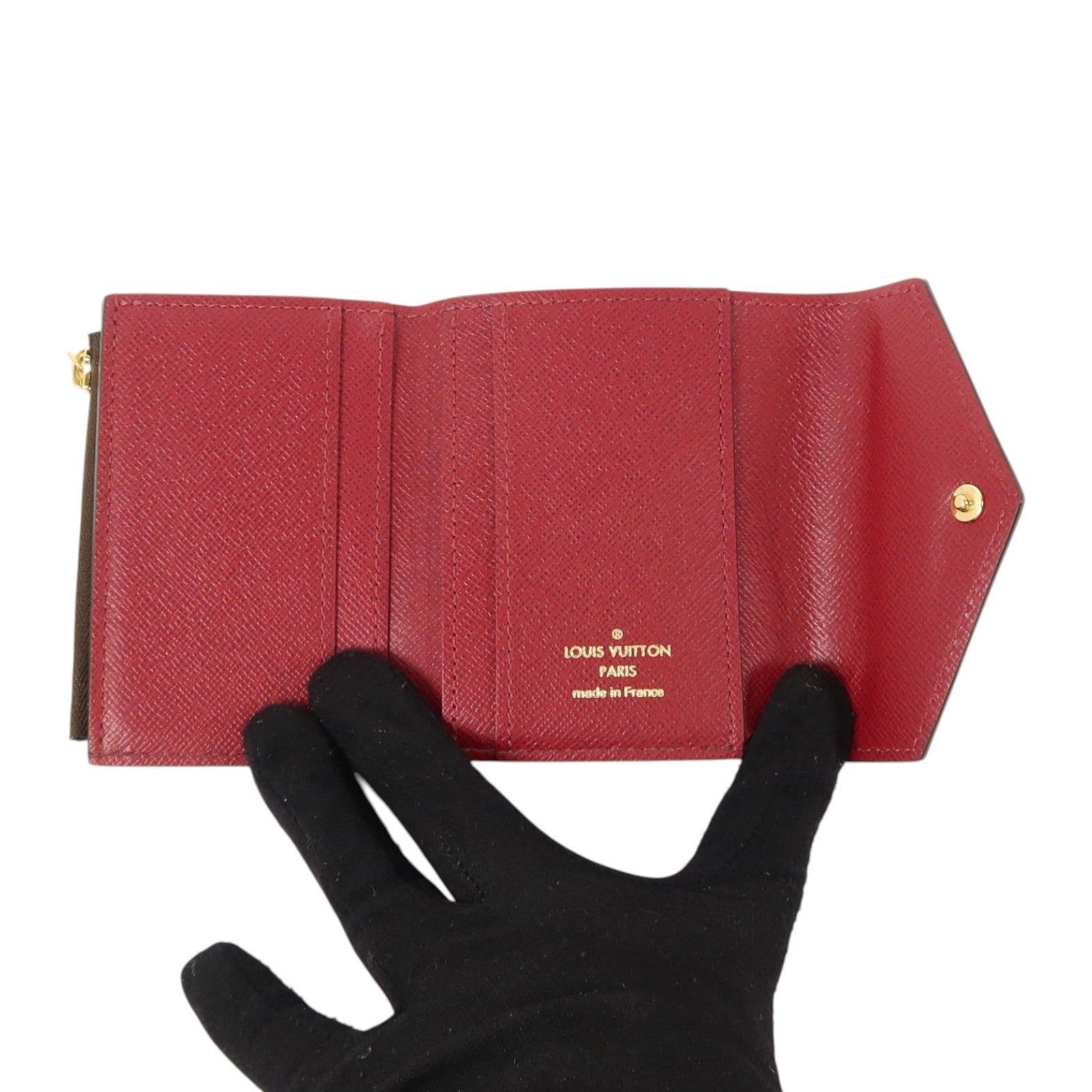 LOUIS VUITTON Monogram/牛皮皮革Zoe Wallet金扣錢包