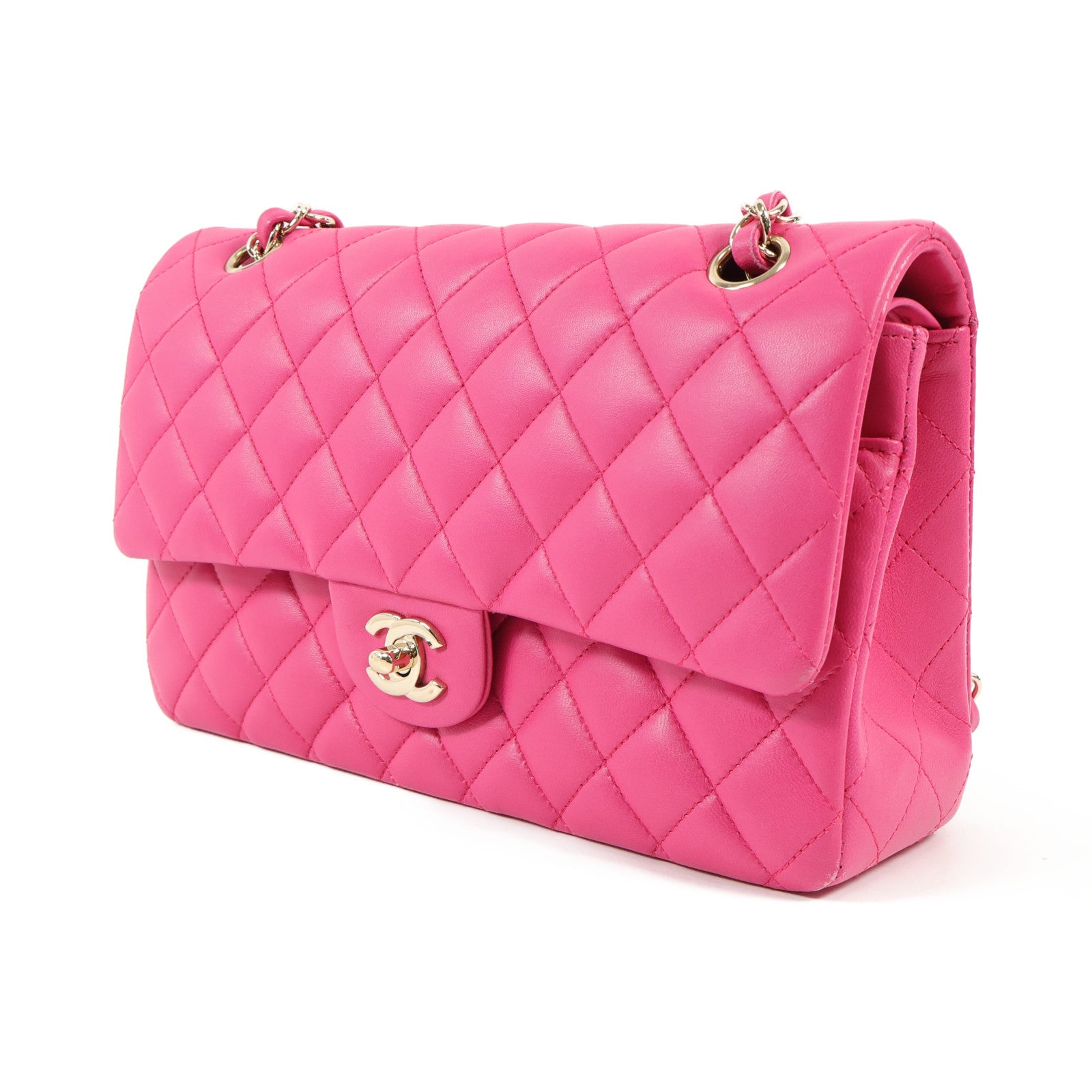 CHANEL 羊皮皮革Classic 25銀扣鏈帶肩背袋