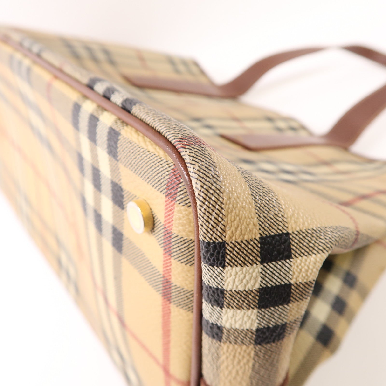 BURBERRY 塗層帆布/牛皮皮革Tote Bag銀扣手挽袋