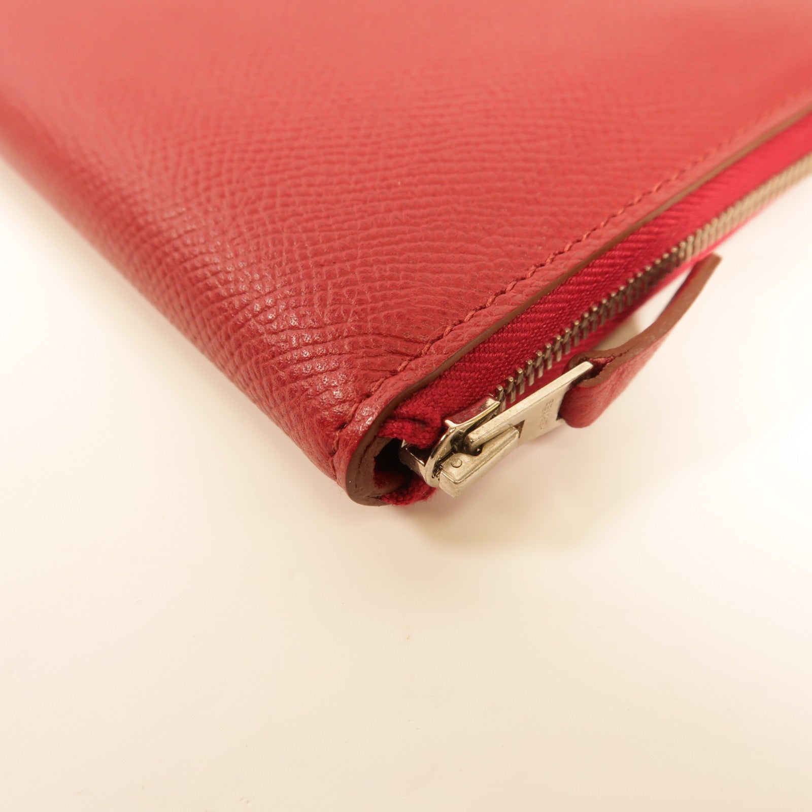 HERMES 【激減優惠】Epsom皮革Azap Long Wallet銀扣長錢包Rouge Grenade