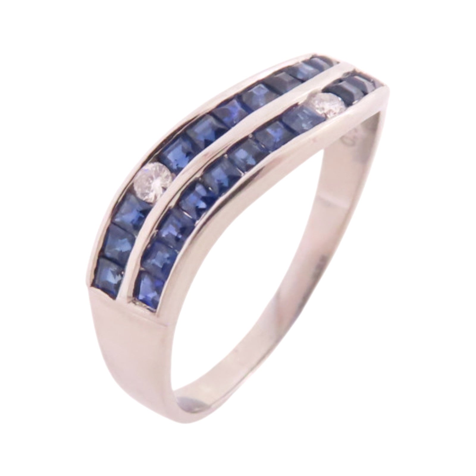 JEWELRY 【激減優惠】PT900鉑金/藍寶石/鑽石Sapphire Diamond Ring戒指US#6.5
