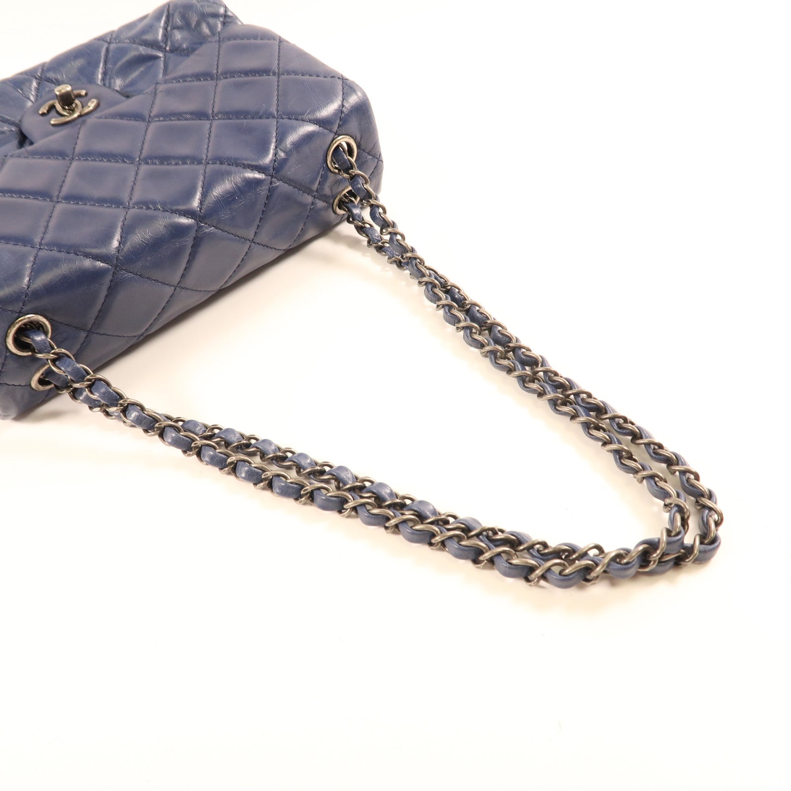 CHANEL 牛皮皮革Shoulder Bag銀扣鏈帶肩背袋