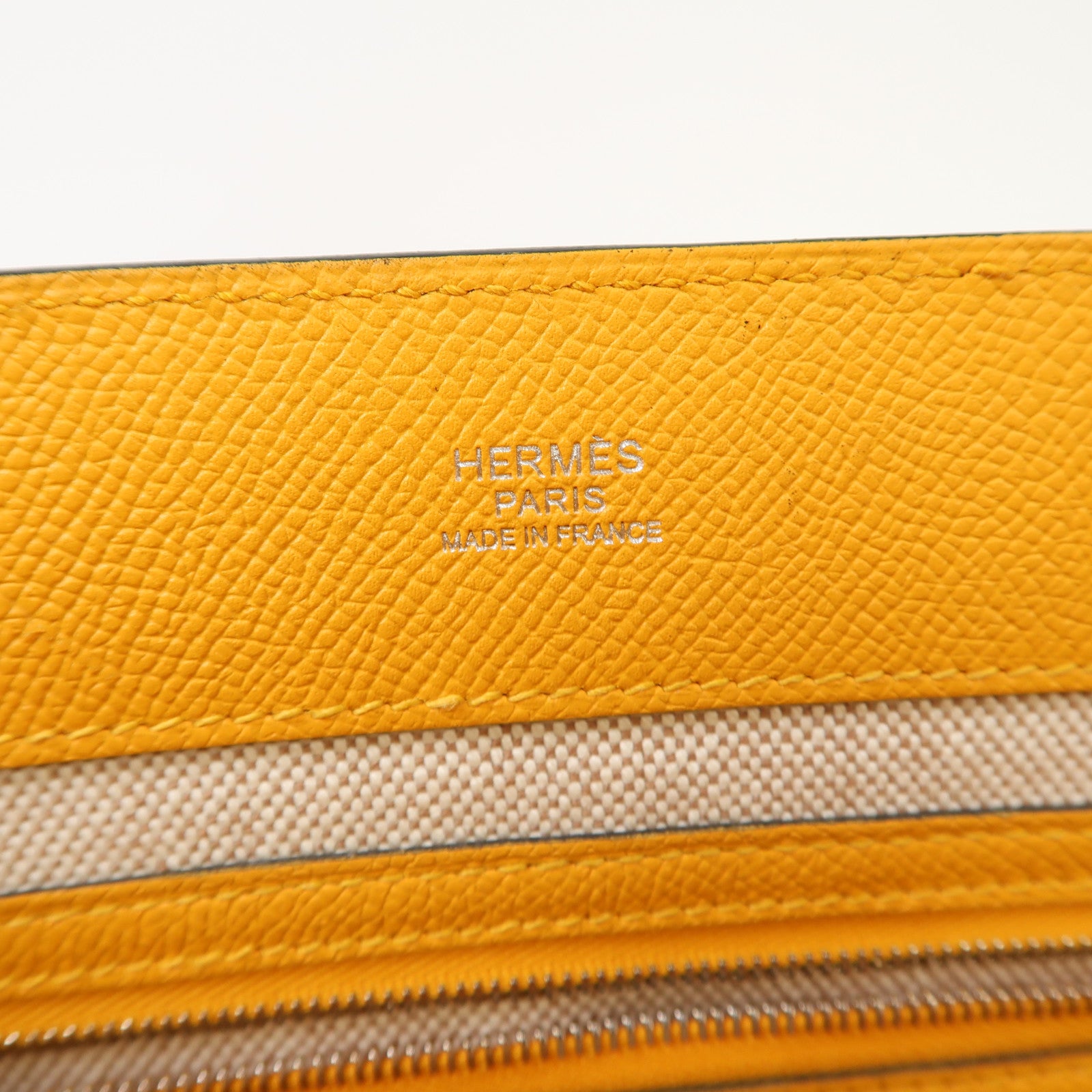 HERMES Evercolor皮革Maxibox Cabas銀扣手挽袋黃色/綠色