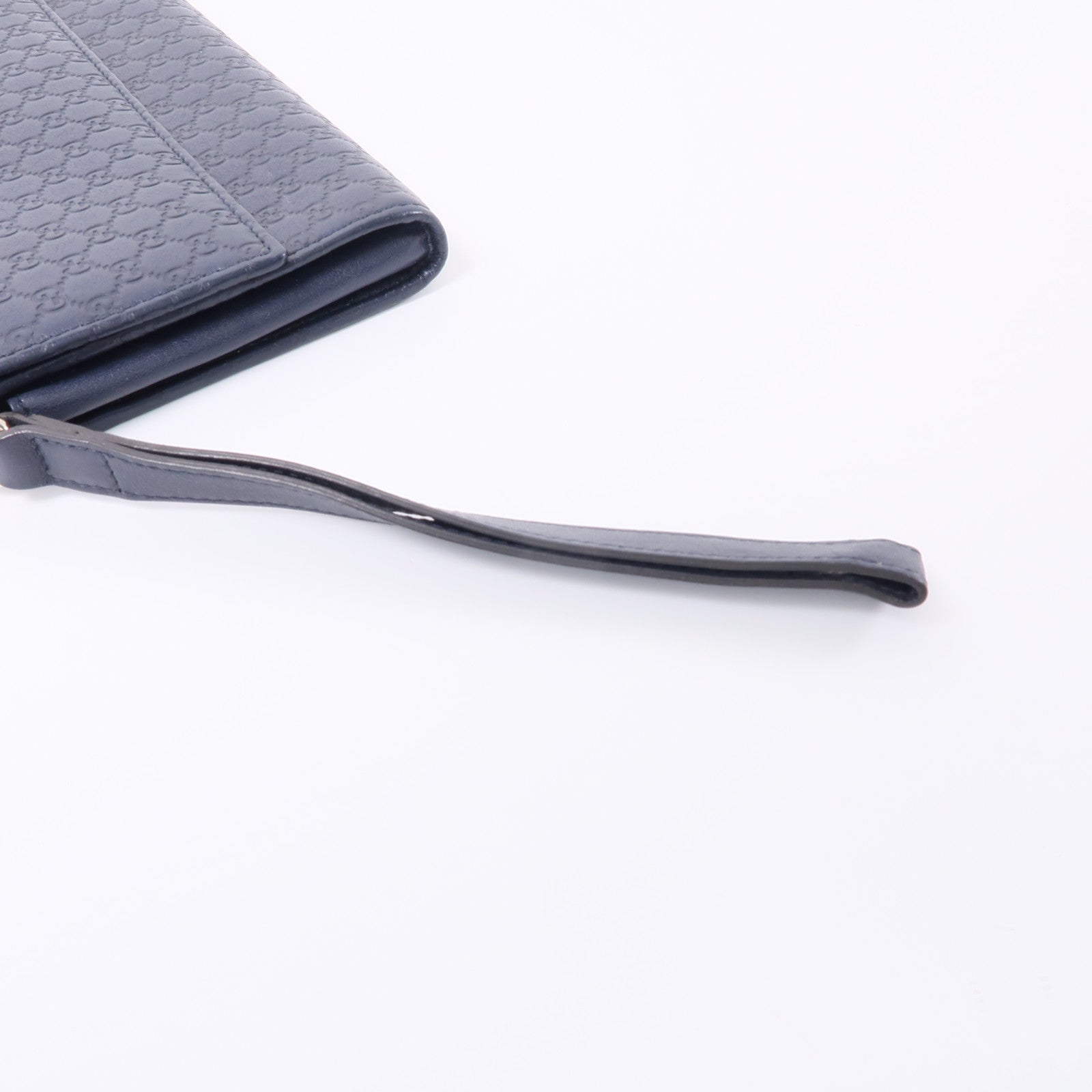GUCCI 牛皮皮革Travel Wallet銀扣長錢包深藍色